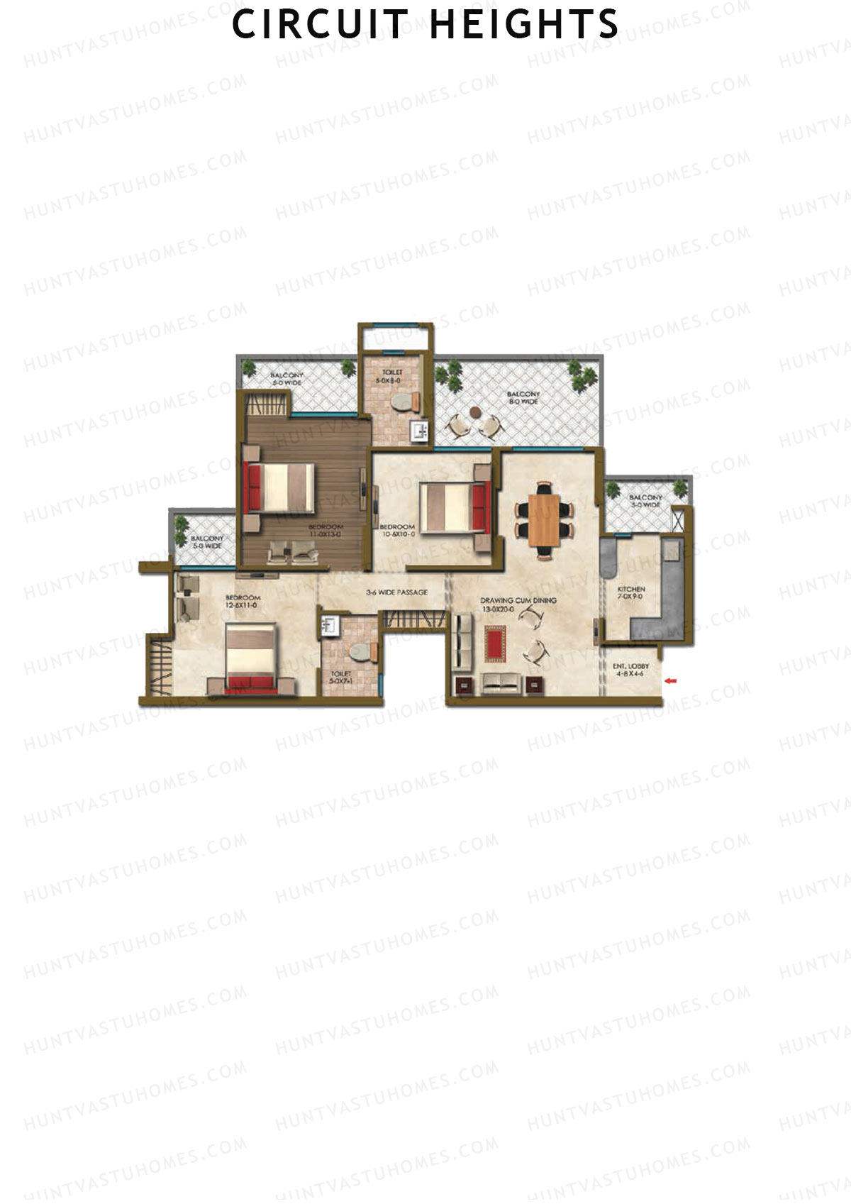 Circuit Heights Tower B Unit 6 Floor Plan