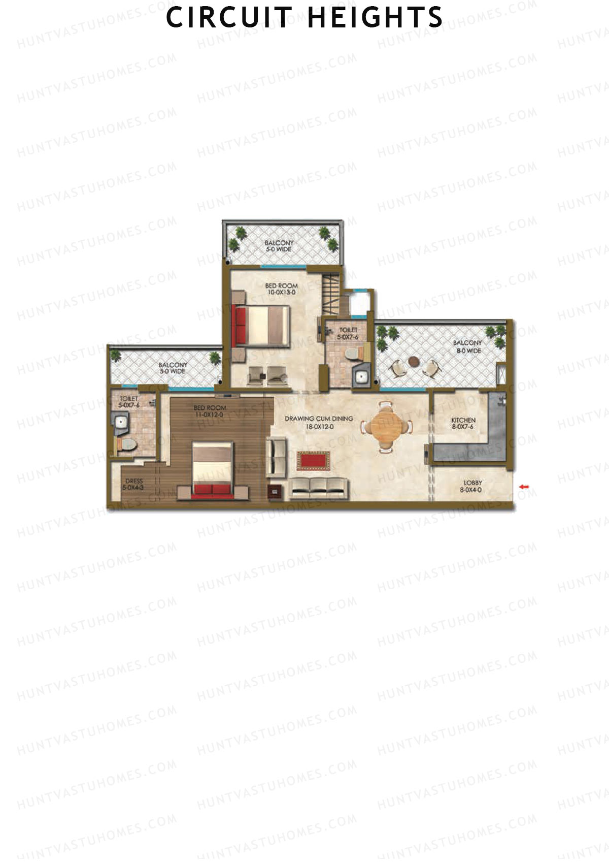 Circuit Heights Tower D Unit 4 Floor Plan
