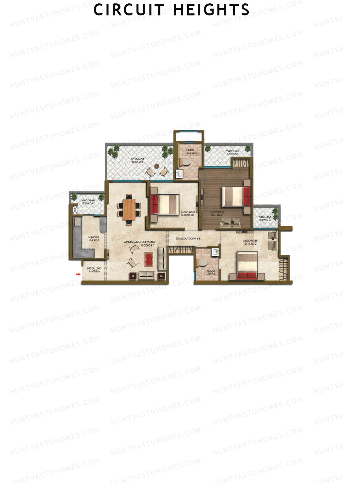Circuit Heights Tower E Unit 5 Floor Plan