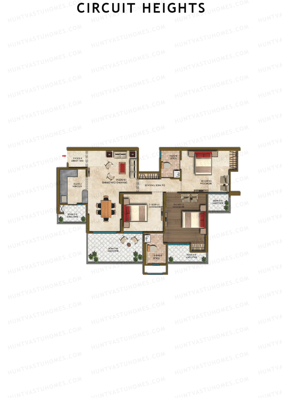 Circuit Heights Tower E Unit 6 Floor Plan