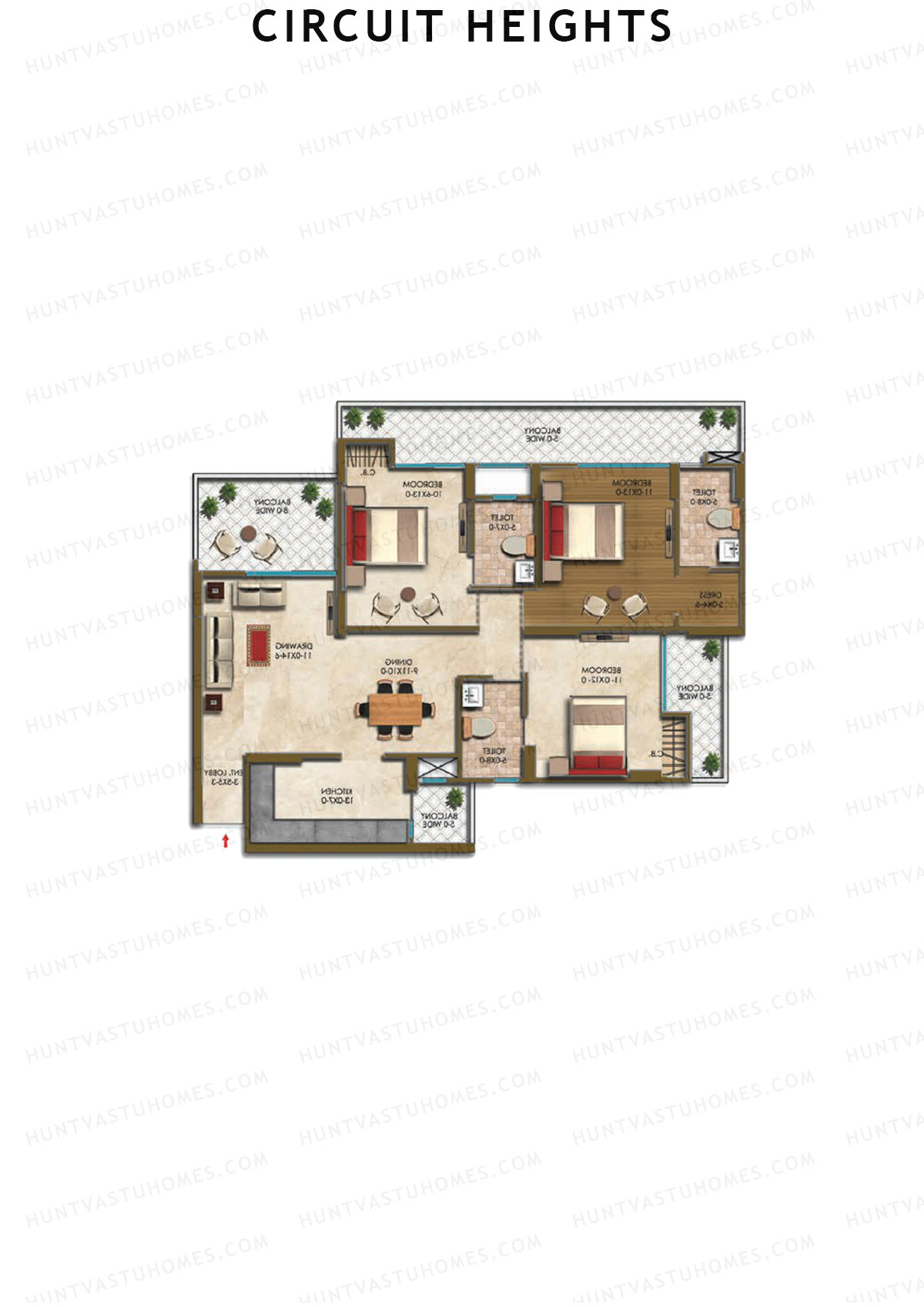 Circuit Heights Tower F Unit 1 Floor Plan