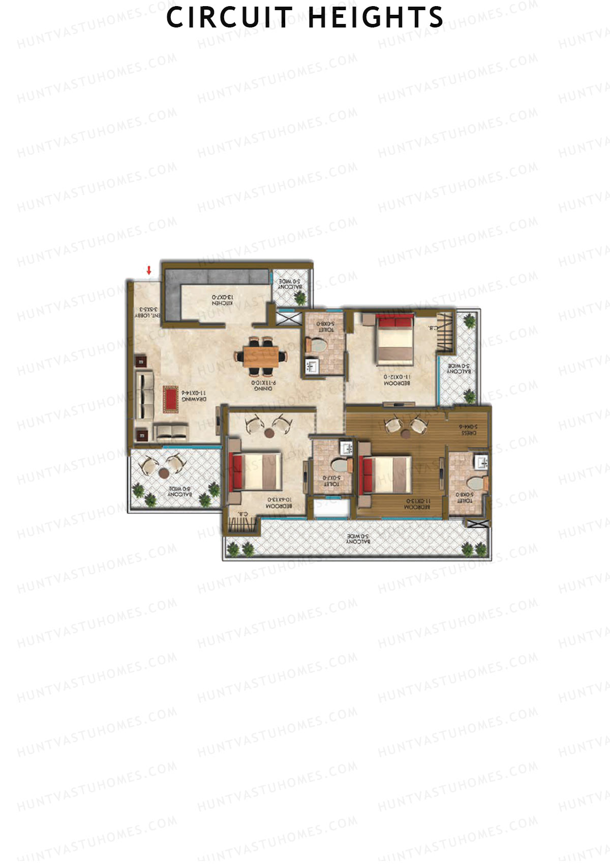Circuit Heights Tower F Unit 2 Floor Plan