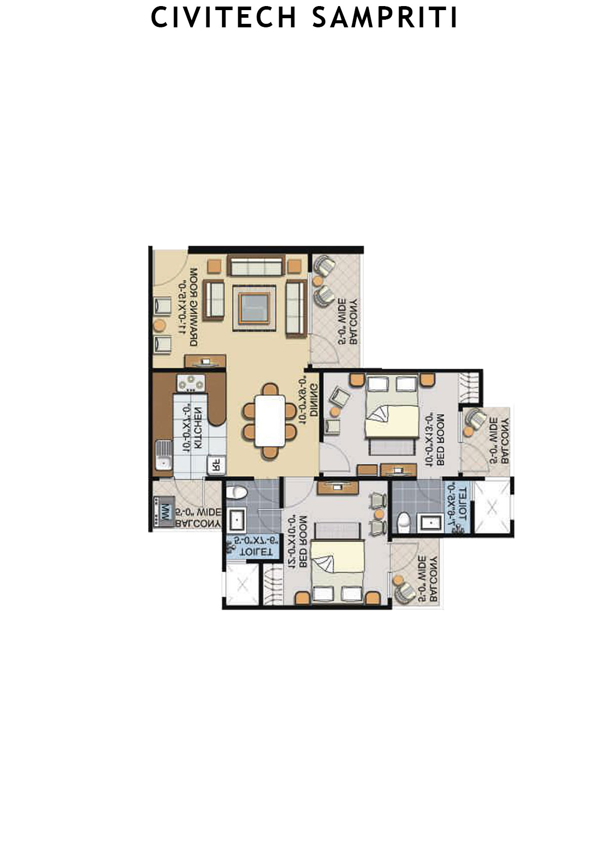 Civitech Sampriti Tower D Unit 1 (Type 5) Floor Plan
