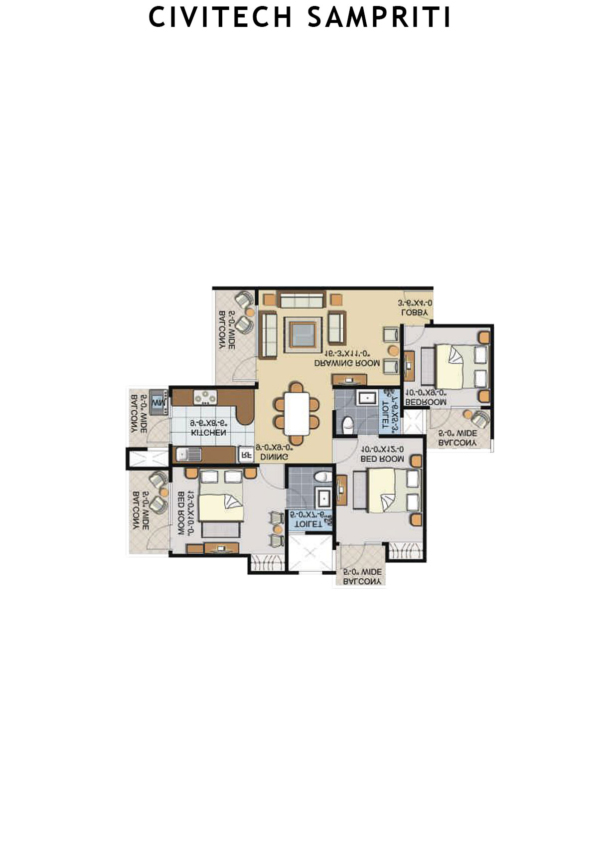 Civitech Sampriti Tower D Unit 3 (Type 4) Floor Plan