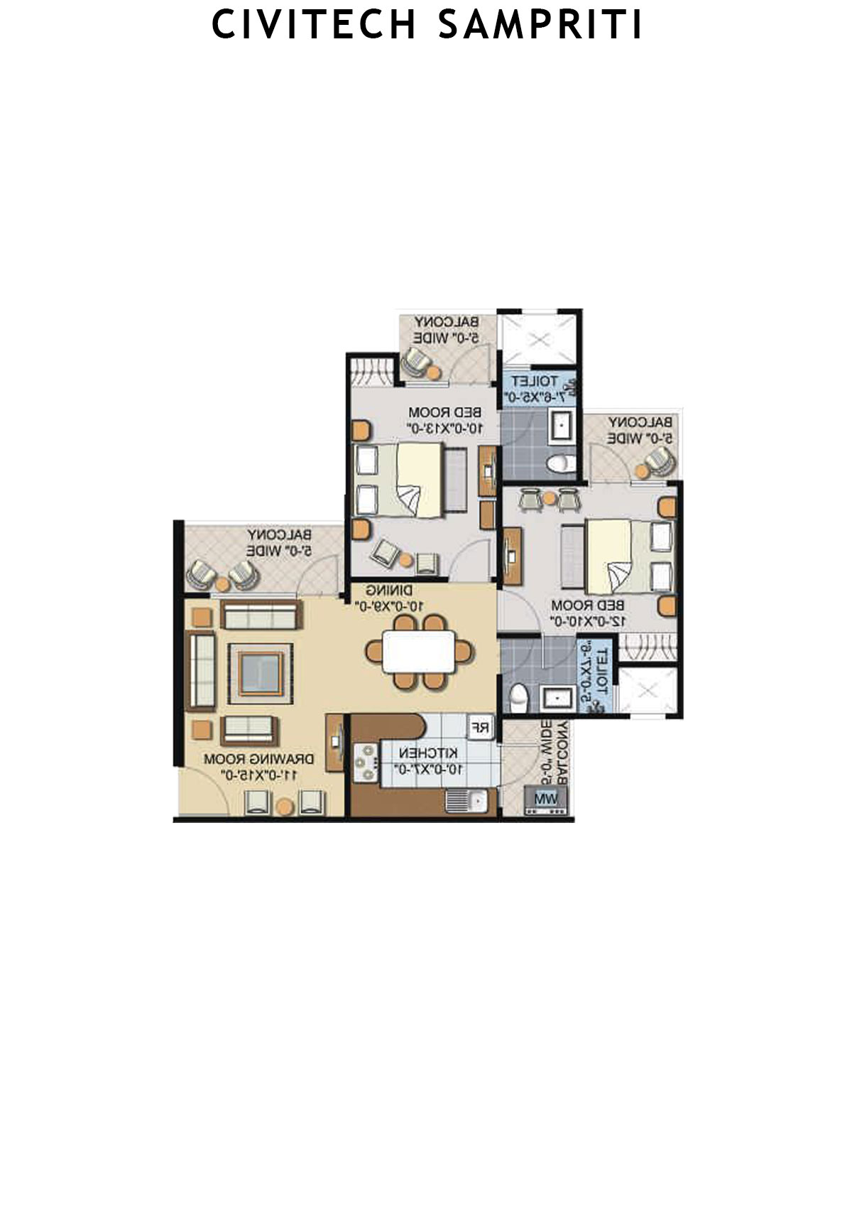 Civitech Sampriti Tower D Unit 5 (Type 5) Floor Plan