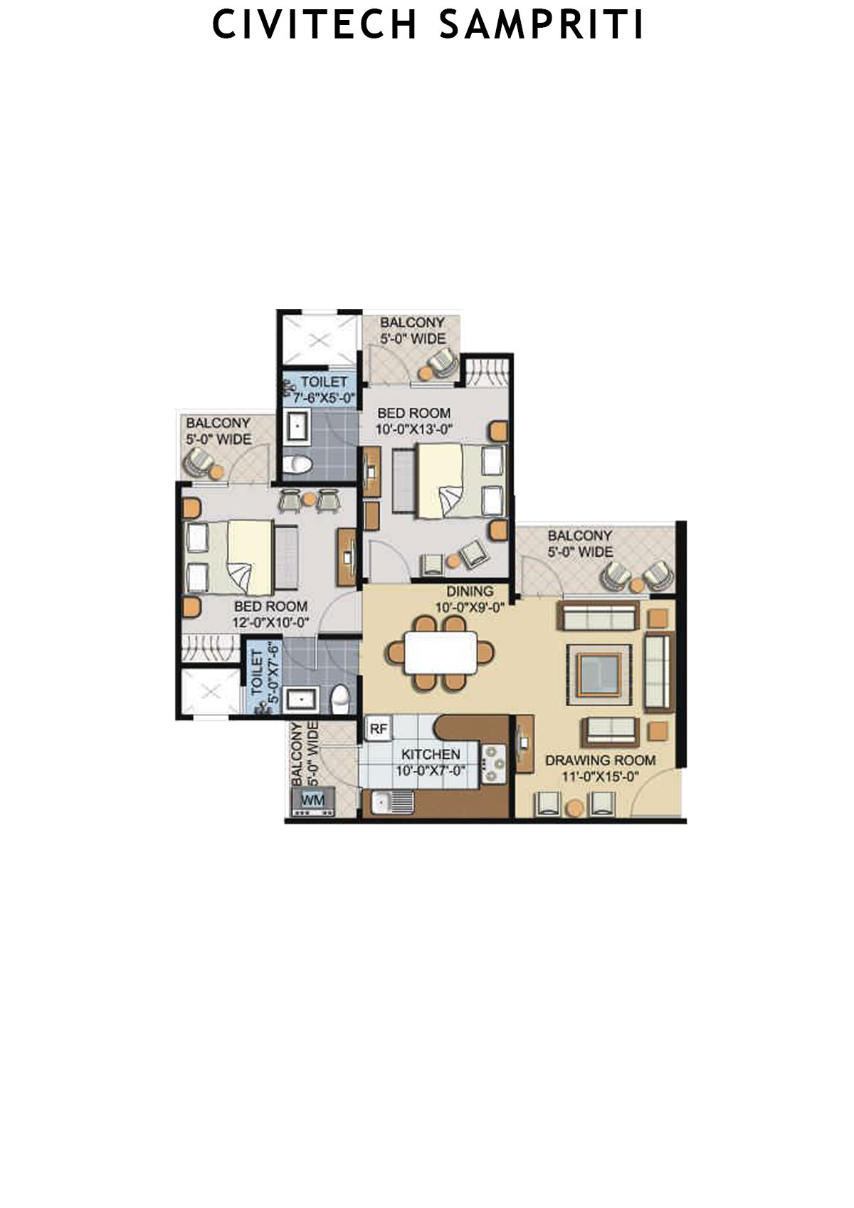 Civitech Sampriti Tower E Unit 2 (Type 5) Floor Plan
