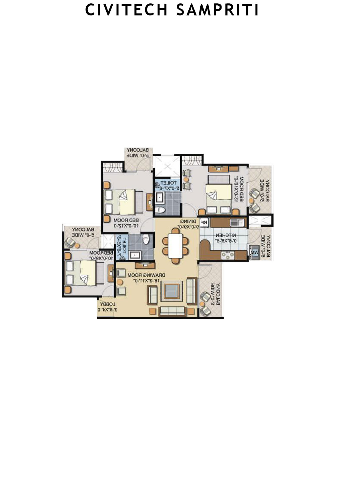 Civitech Sampriti Tower E Unit 3 (Type 4) Floor Plan