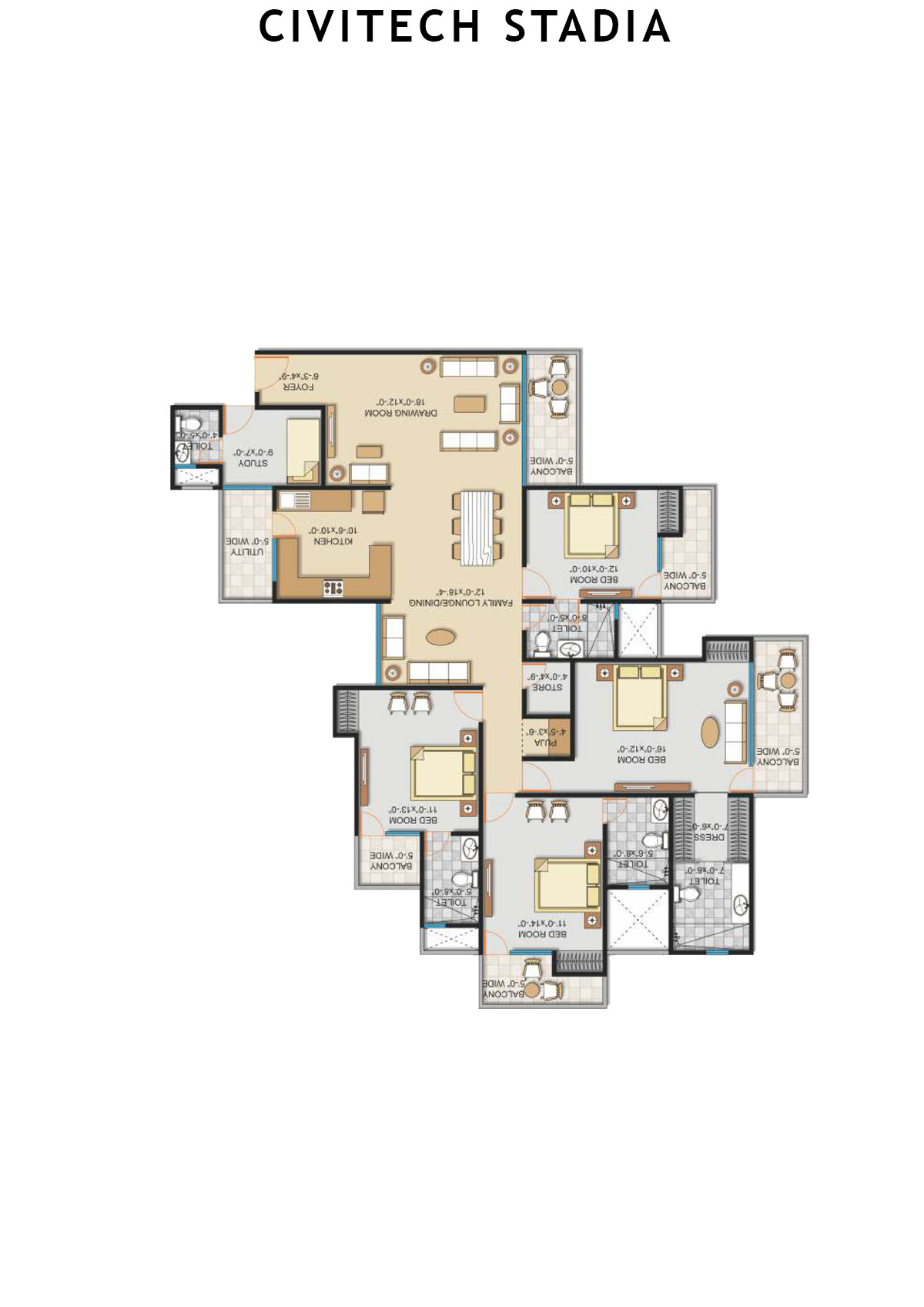 Civitech Stadia Tower A Unit 1 Floor Plan