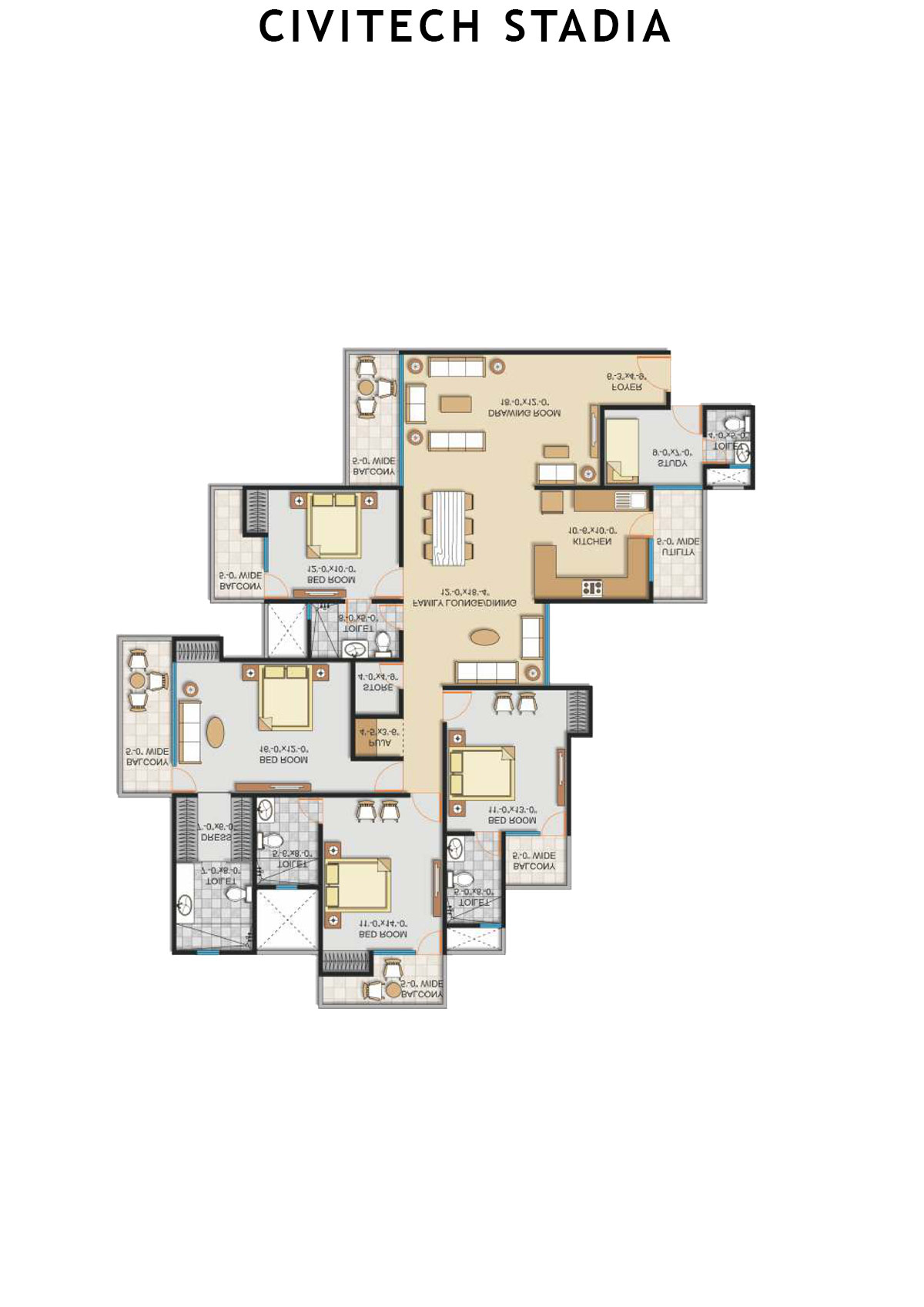 Civitech Stadia Tower A Unit 2 Floor Plan