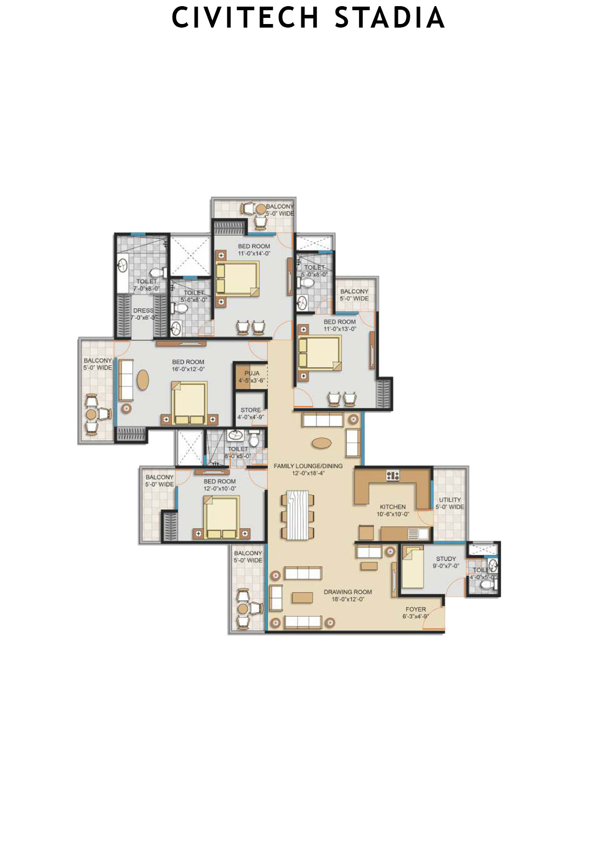 Civitech Stadia Tower A Unit 3 Floor Plan