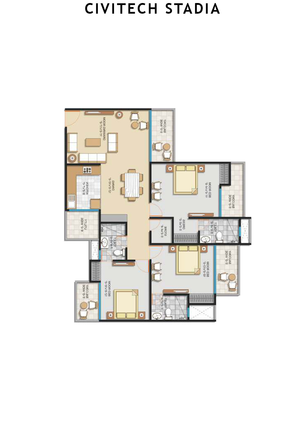 Civitech Stadia Tower B Unit 1 Floor Plan