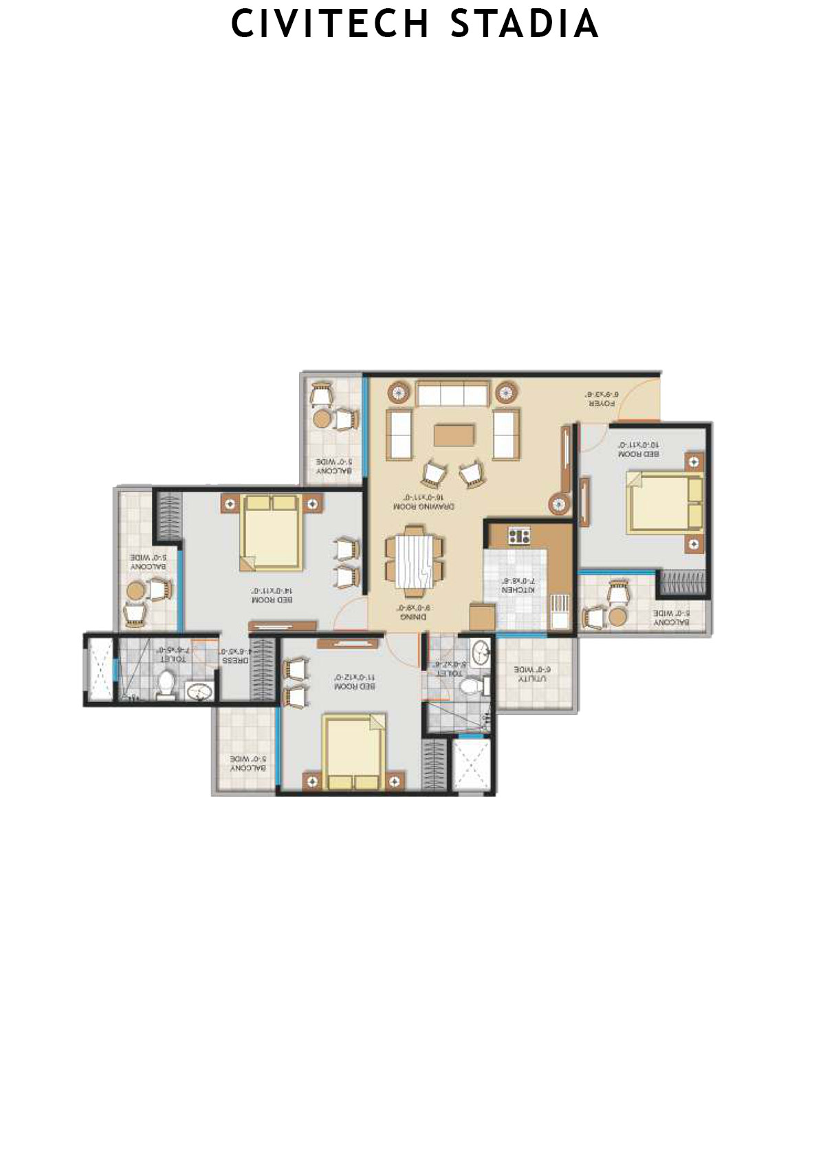 Civitech Stadia Tower C Unit 1 Floor Plan
