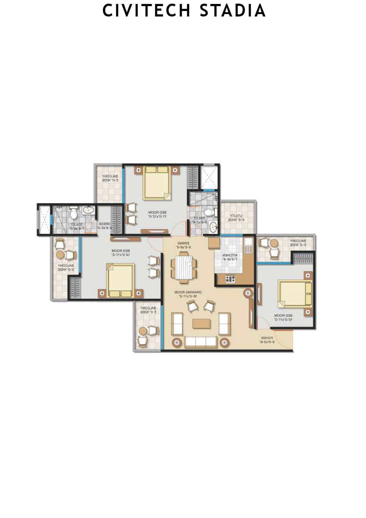Civitech Stadia Tower C Unit 2 Floor Plan
