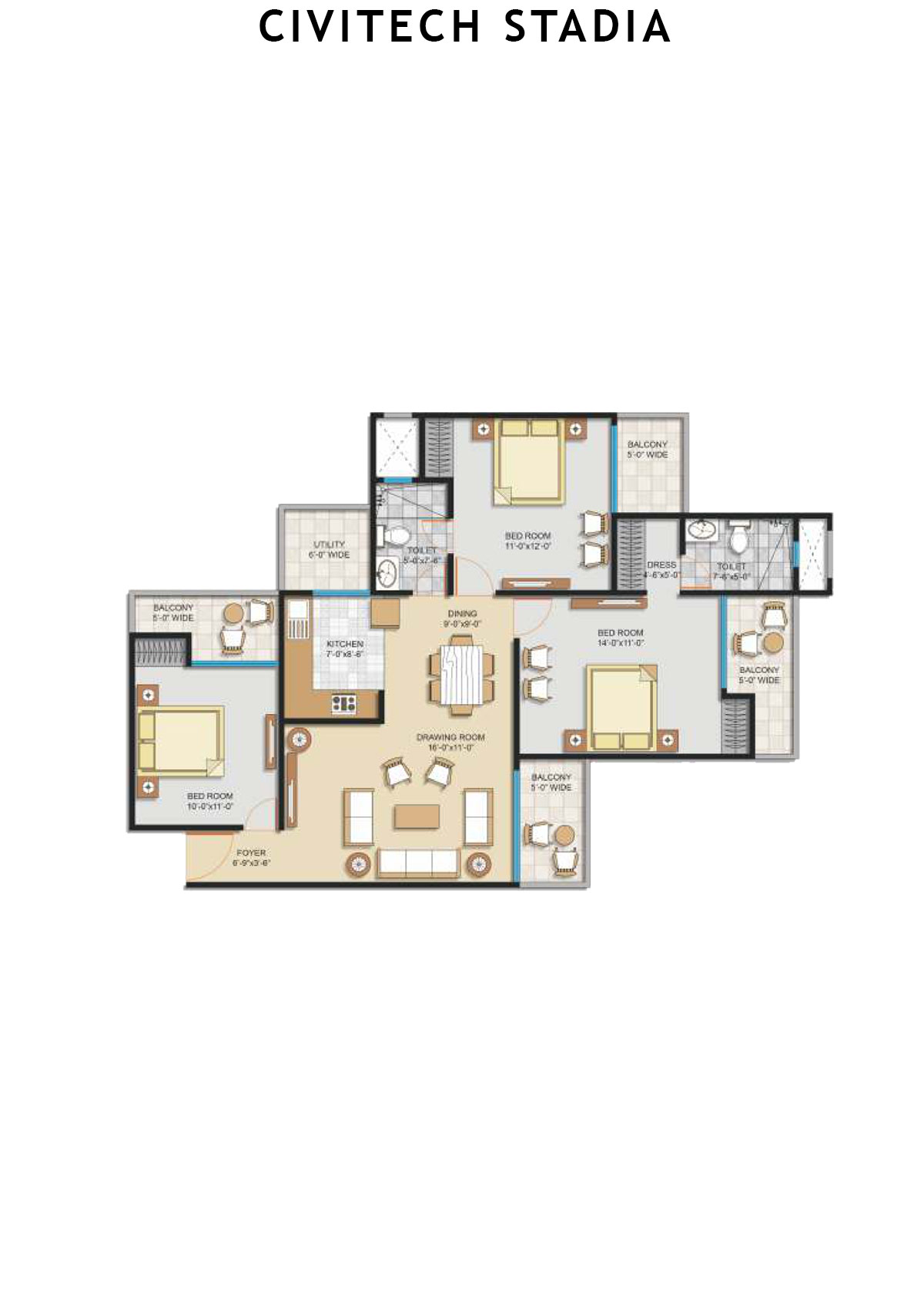 Civitech Stadia Tower C Unit 3 Floor Plan