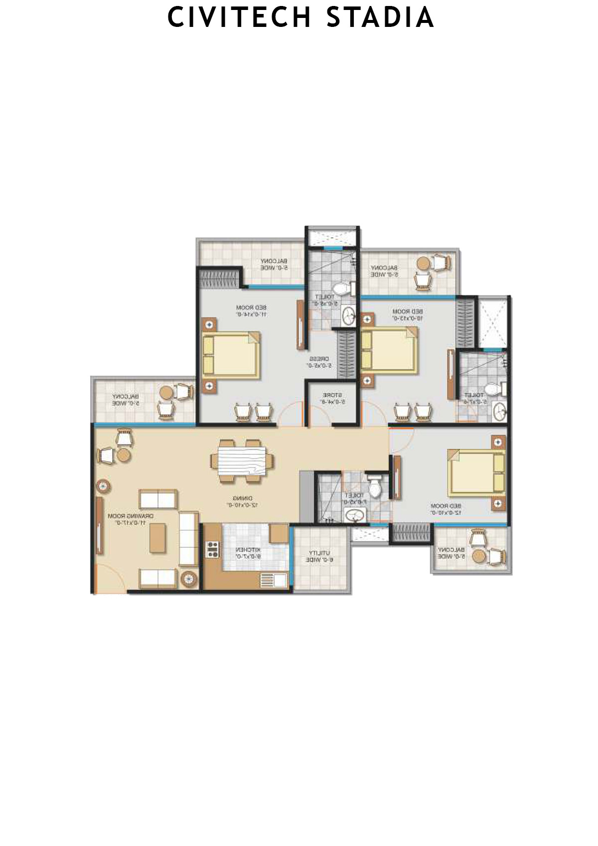 Civitech Stadia Tower F Unit 2 Floor Plan