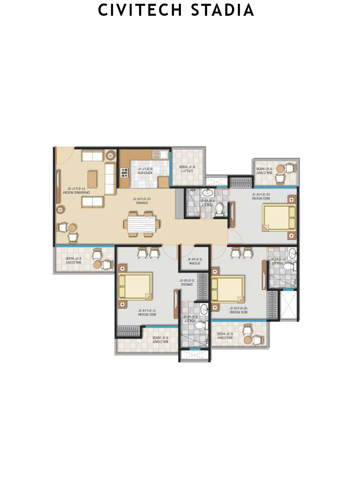Civitech Stadia Tower F Unit 3 Floor Plan
