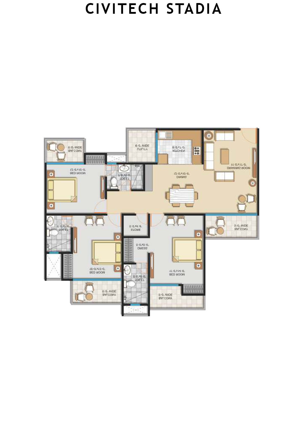 Civitech Stadia Tower F Unit 4 Floor Plan