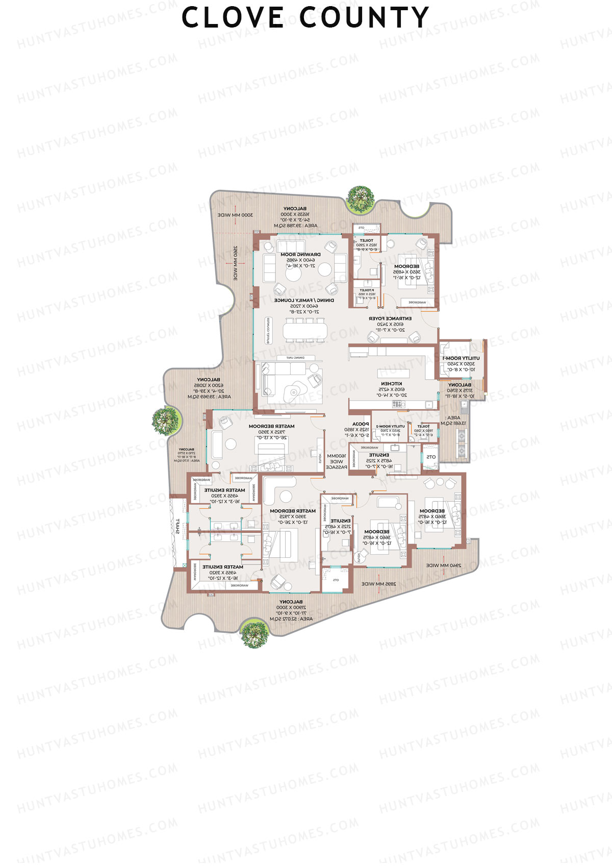 Clove County Tower A Unit 1 Floor Plan