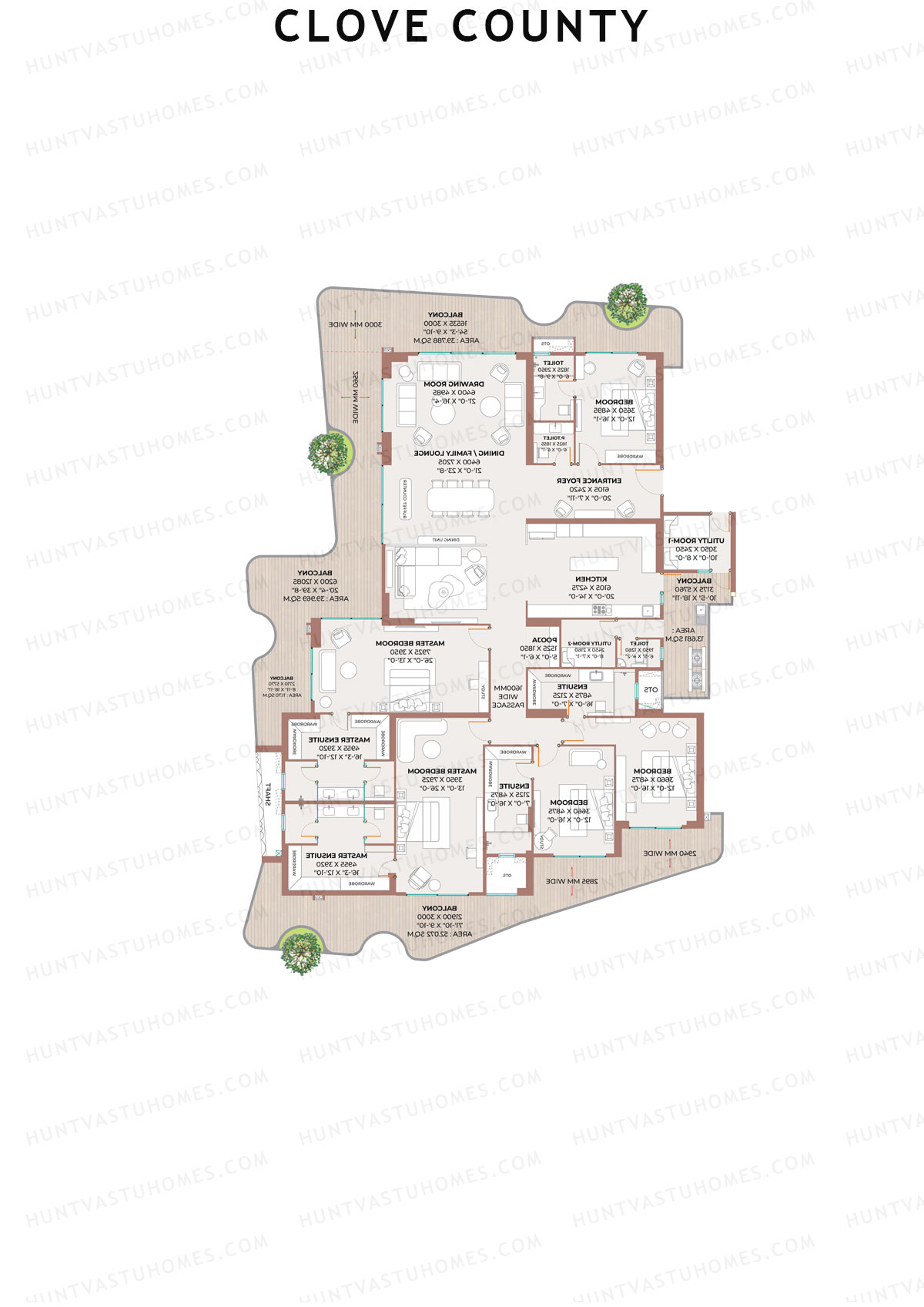 Clove County Tower A Unit 1 Floor Plan