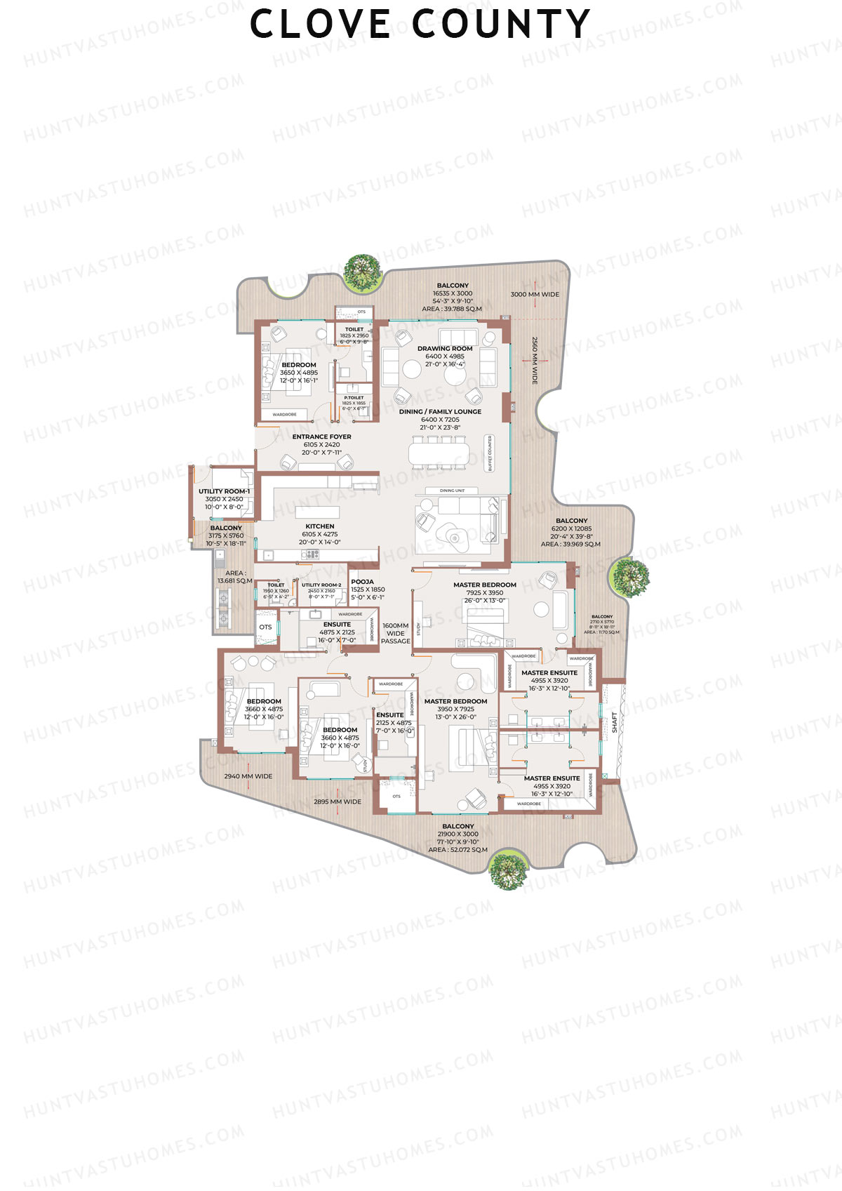 Clove County Tower A Unit 2 Floor Plan