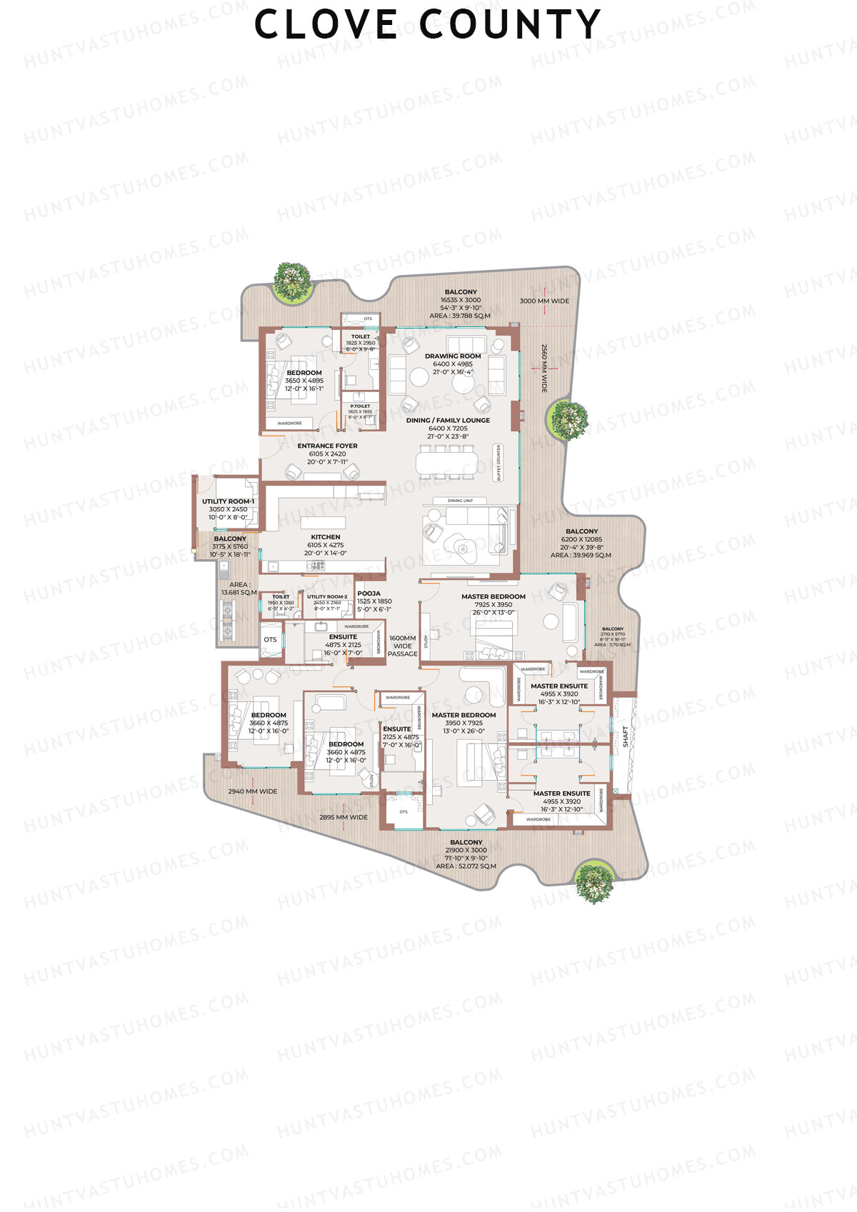 Clove County Tower A Unit 2 Floor Plan