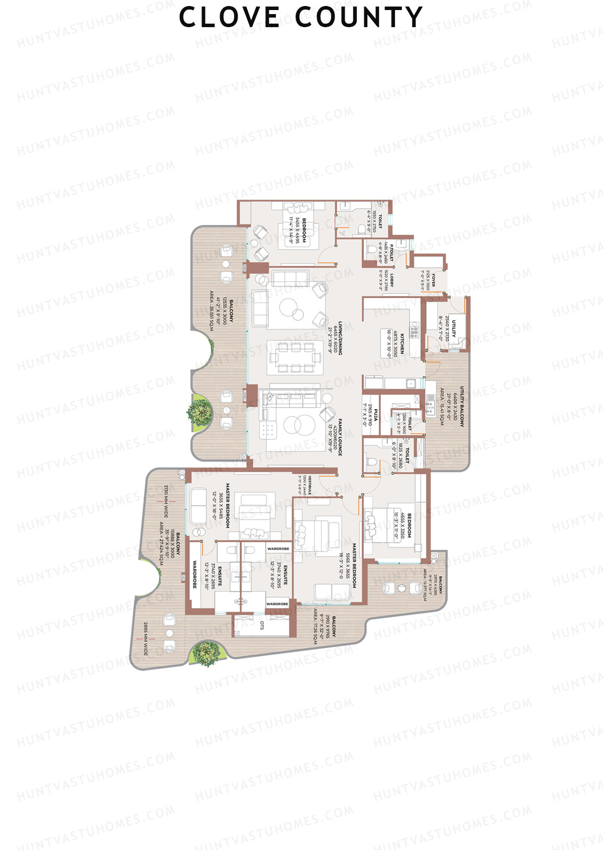 Clove County Tower C Unit 1 Floor Plan