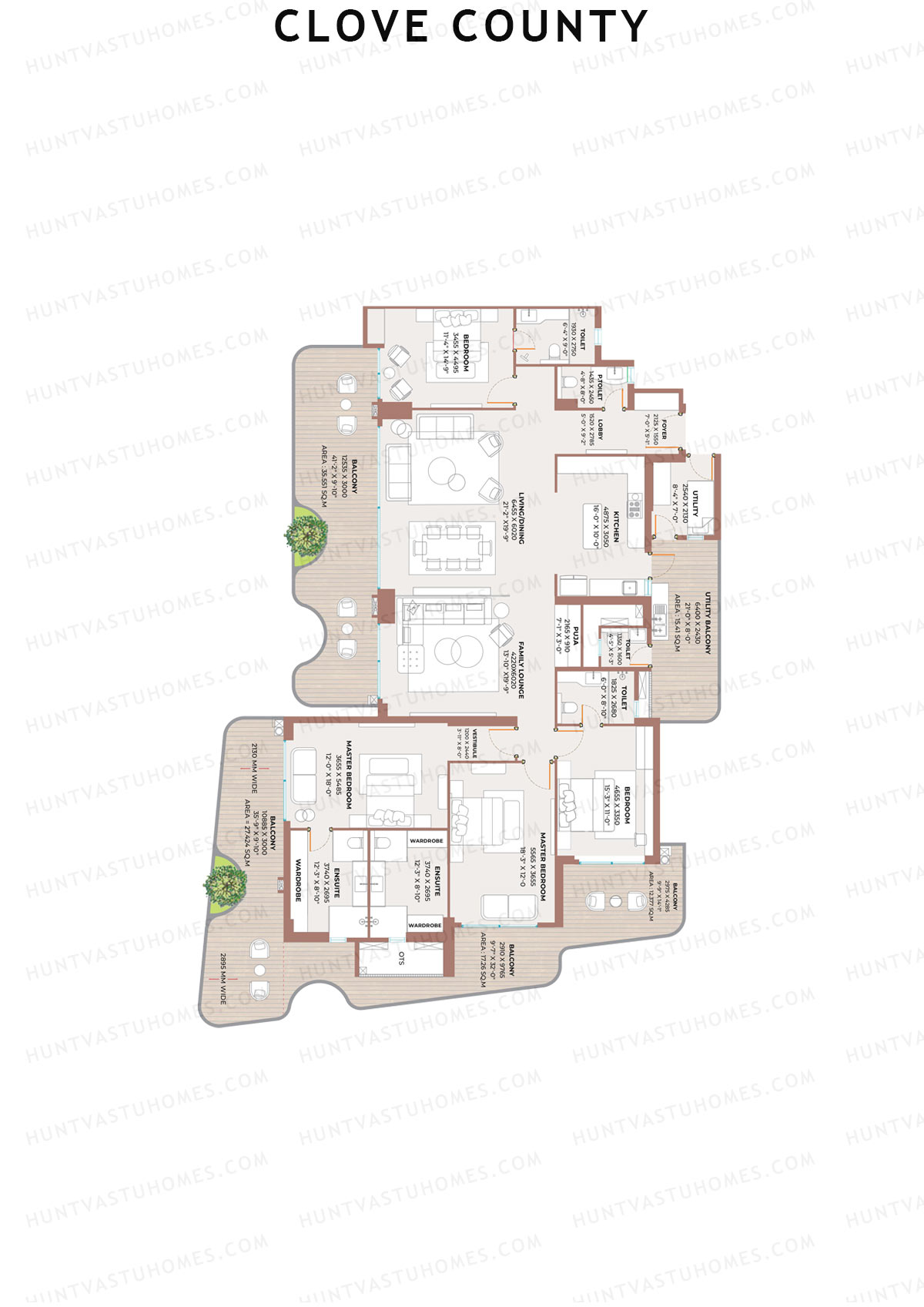 Clove County Tower C Unit 1 Floor Plan