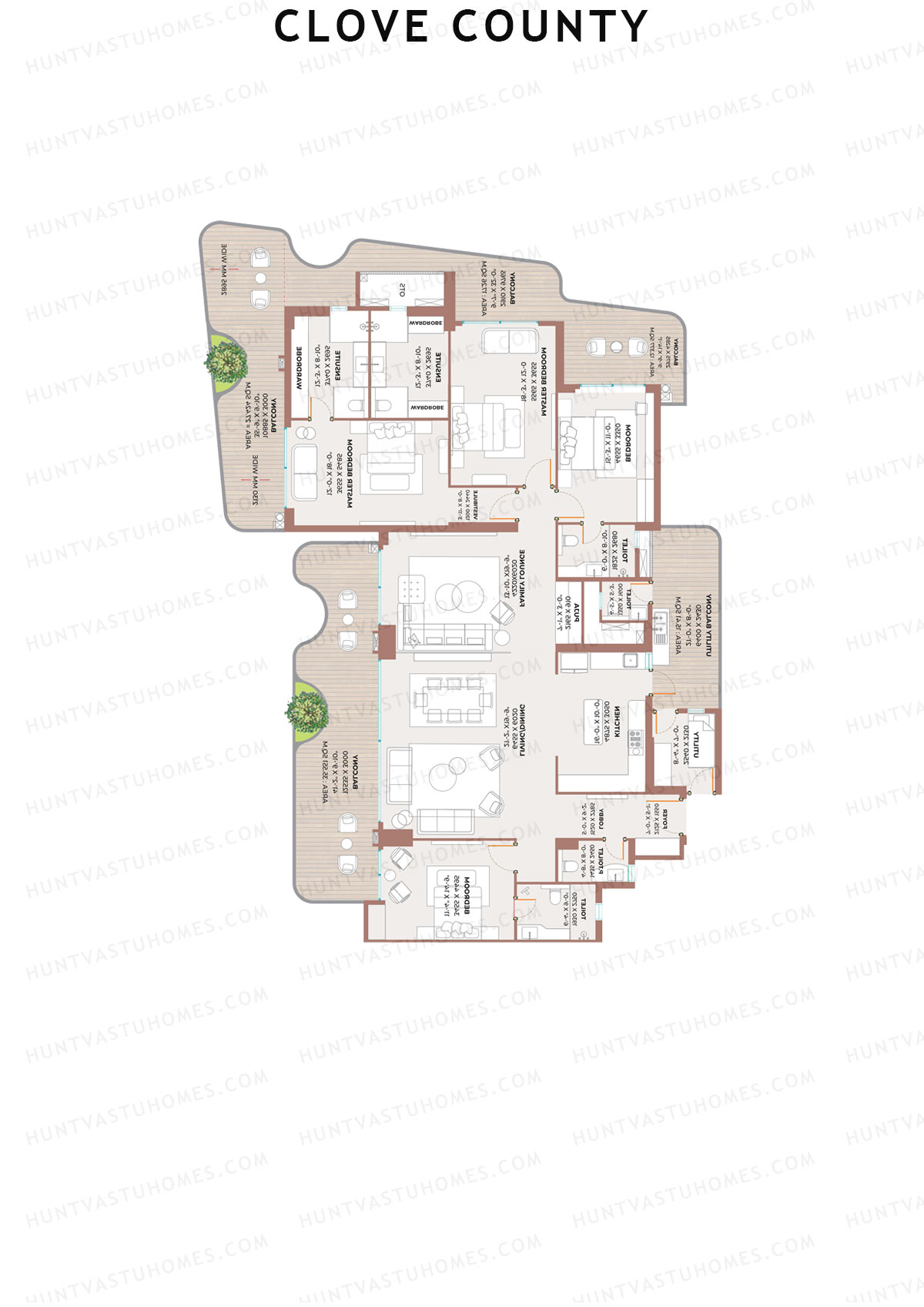 Clove County Tower C Unit 2 Floor Plan