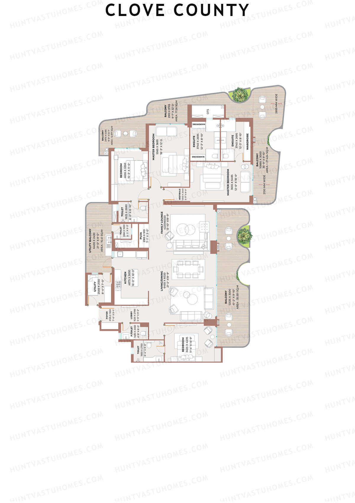 Clove County Tower C Unit 3 Floor Plan