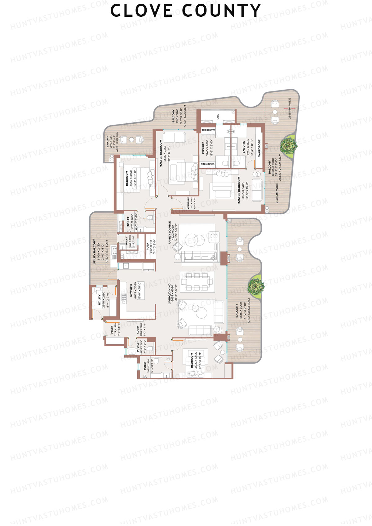 Clove County Tower C Unit 3 Floor Plan