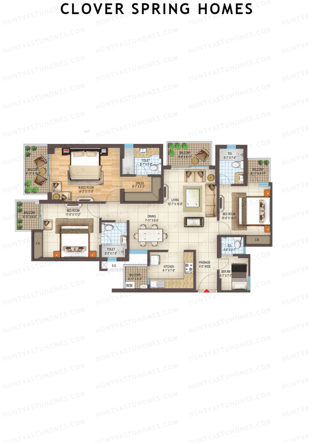 Clover Spring Homes Tower A Unit 1 Floor Plan