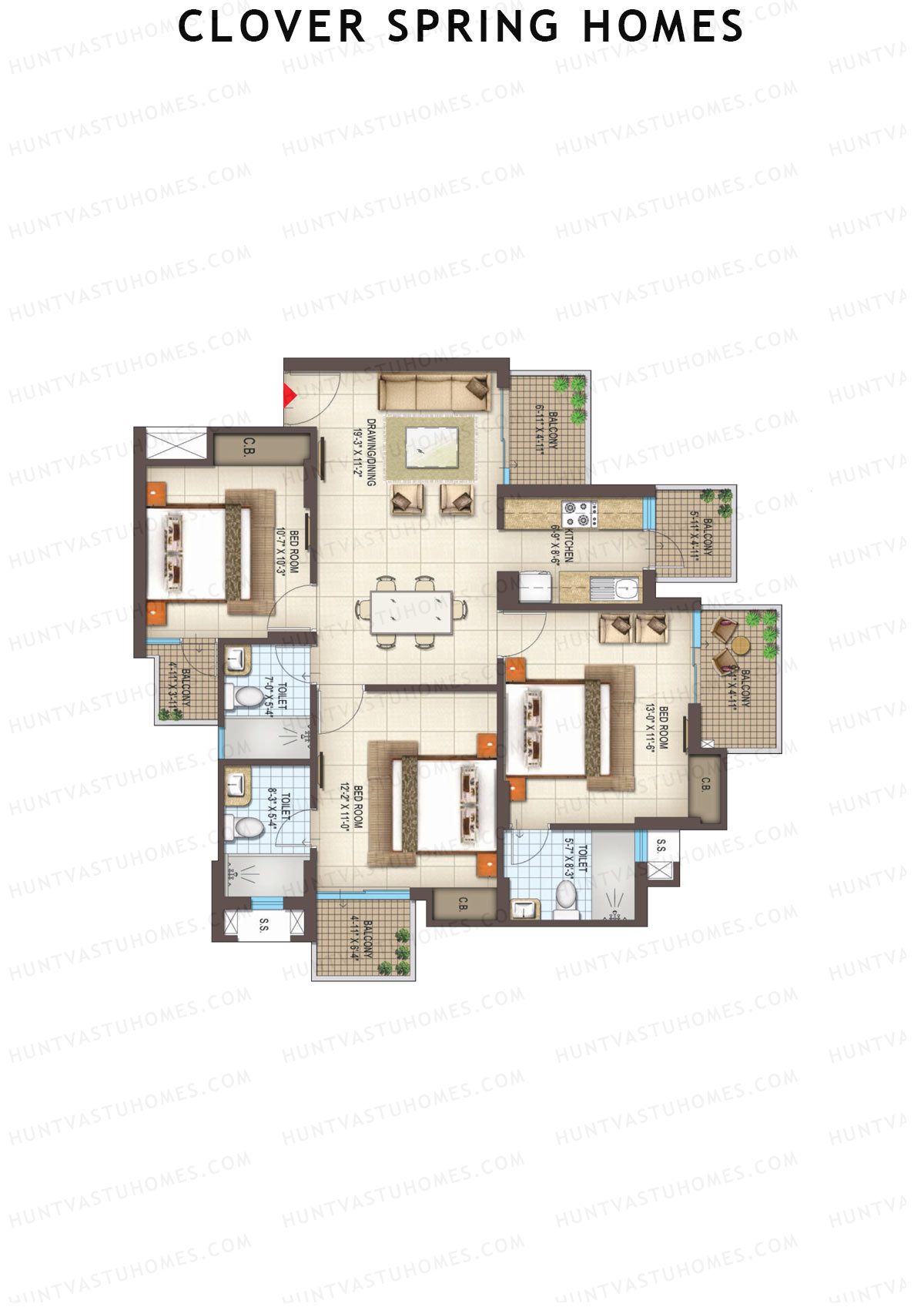 Clover Spring Homes Tower C Unit 3 Floor Plan