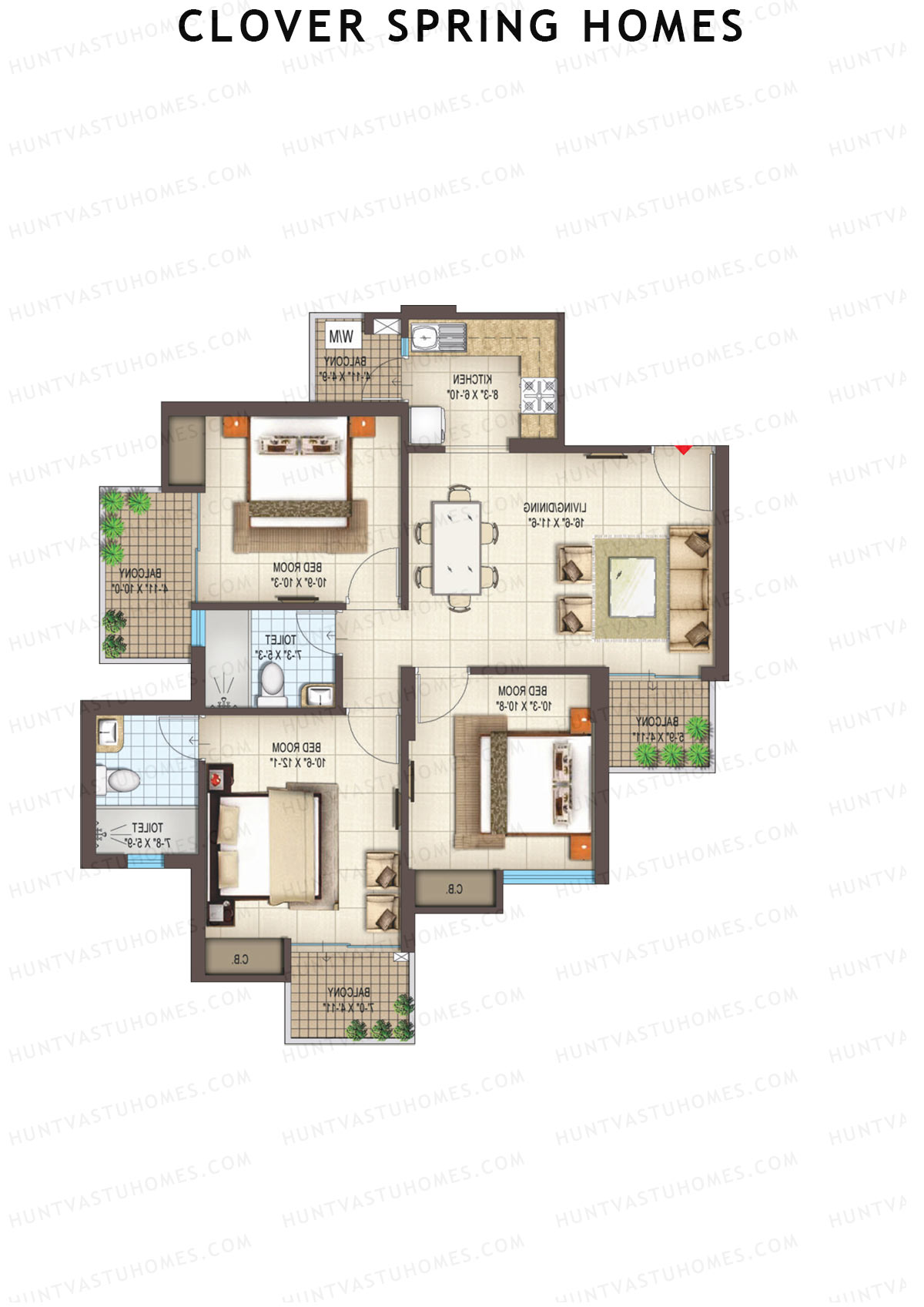 Clover Spring Homes Tower C Unit 4 Floor Plan