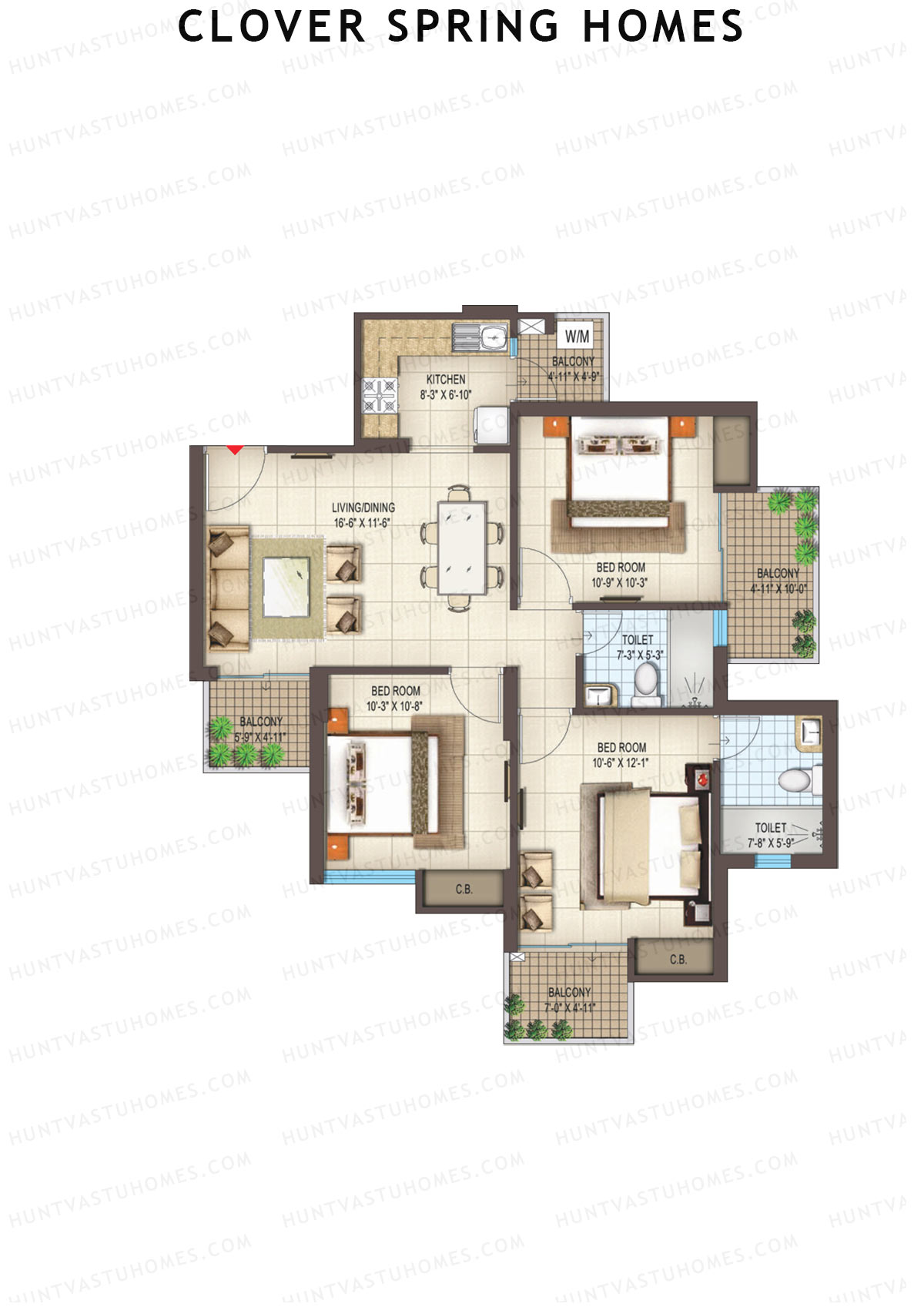 Clover Spring Homes Tower C Unit 5 Floor Plan