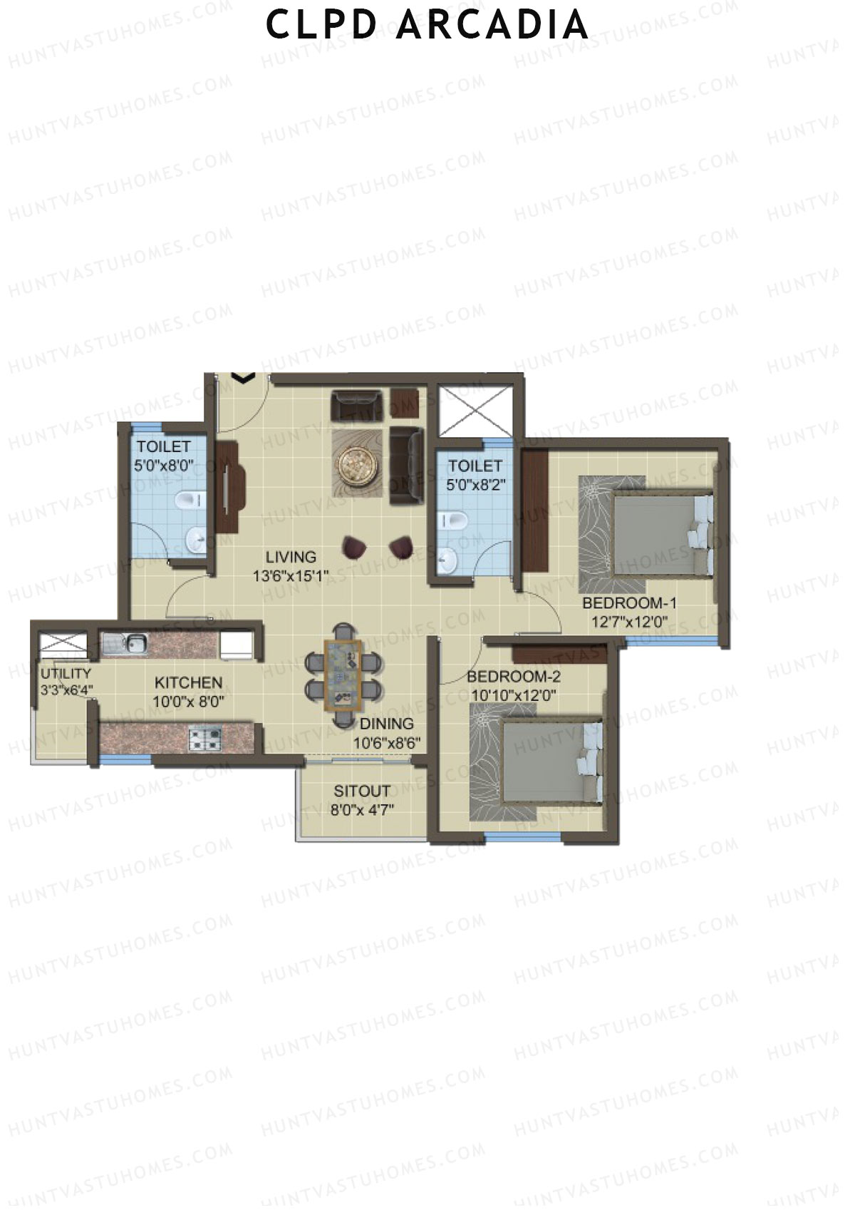 CLPD Arcadia Block 1 Wing C Unit 3 Floor Plan