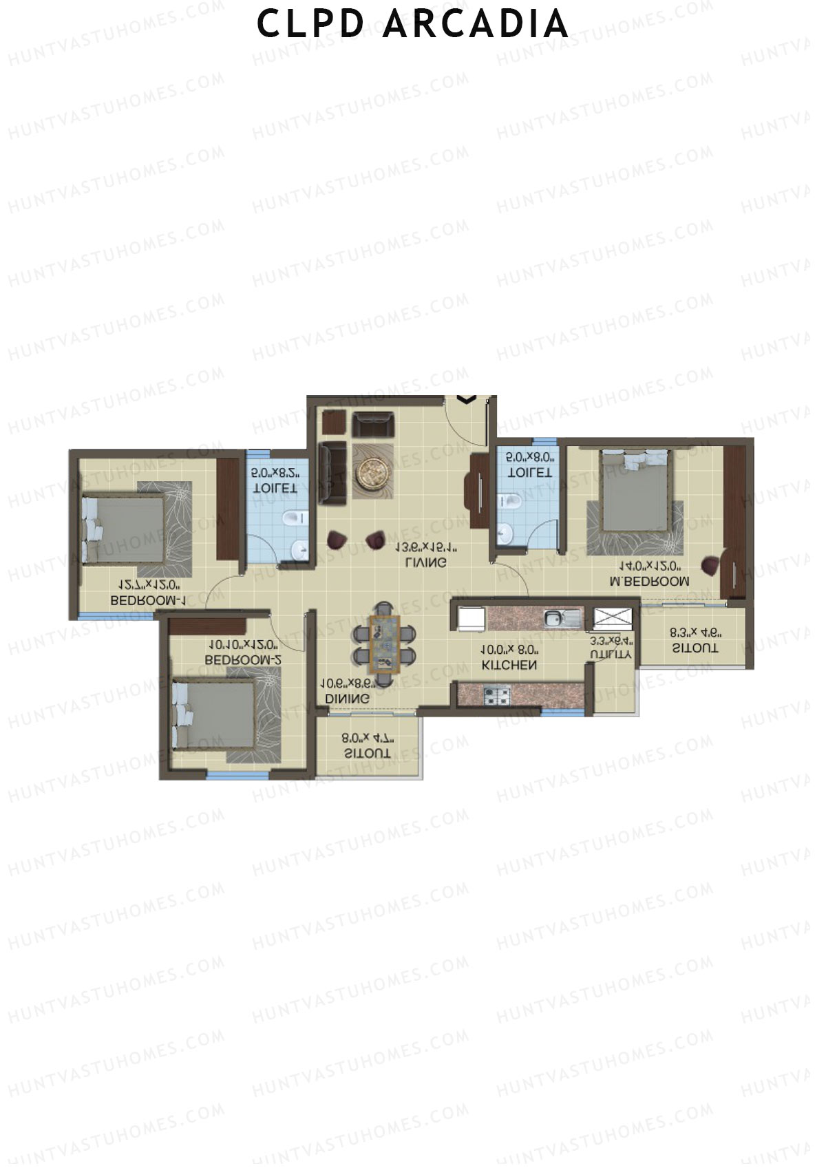 CLPD Arcadia Block 1 Wing C Unit 4 Floor Plan