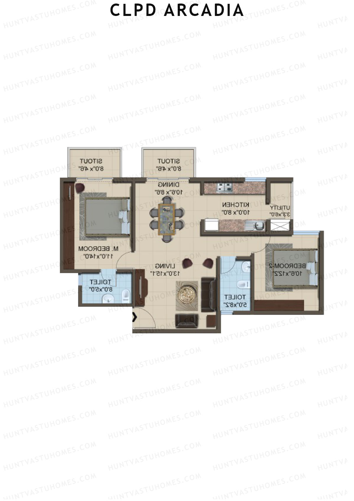 CLPD Arcadia Block 2 Wing A Unit 2 Floor Plan
