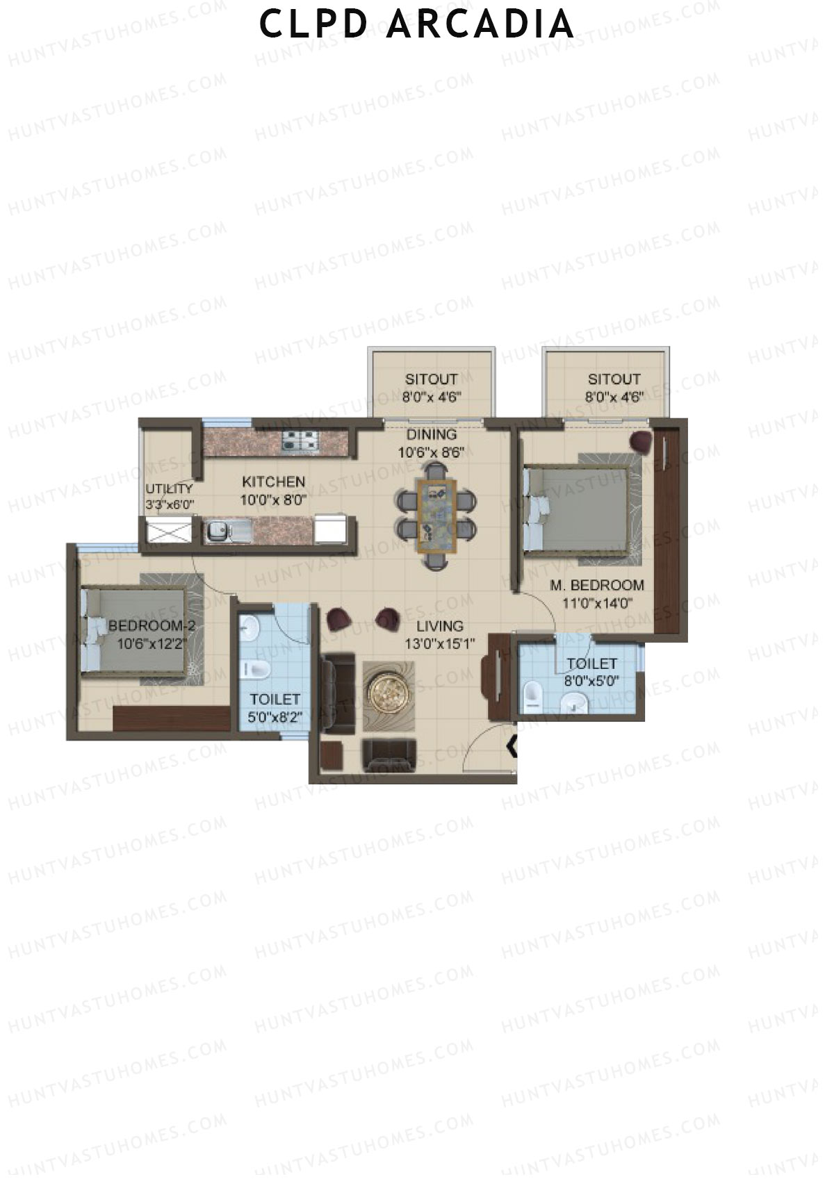 CLPD Arcadia Block 2 Wing B Unit 1 Floor Plan