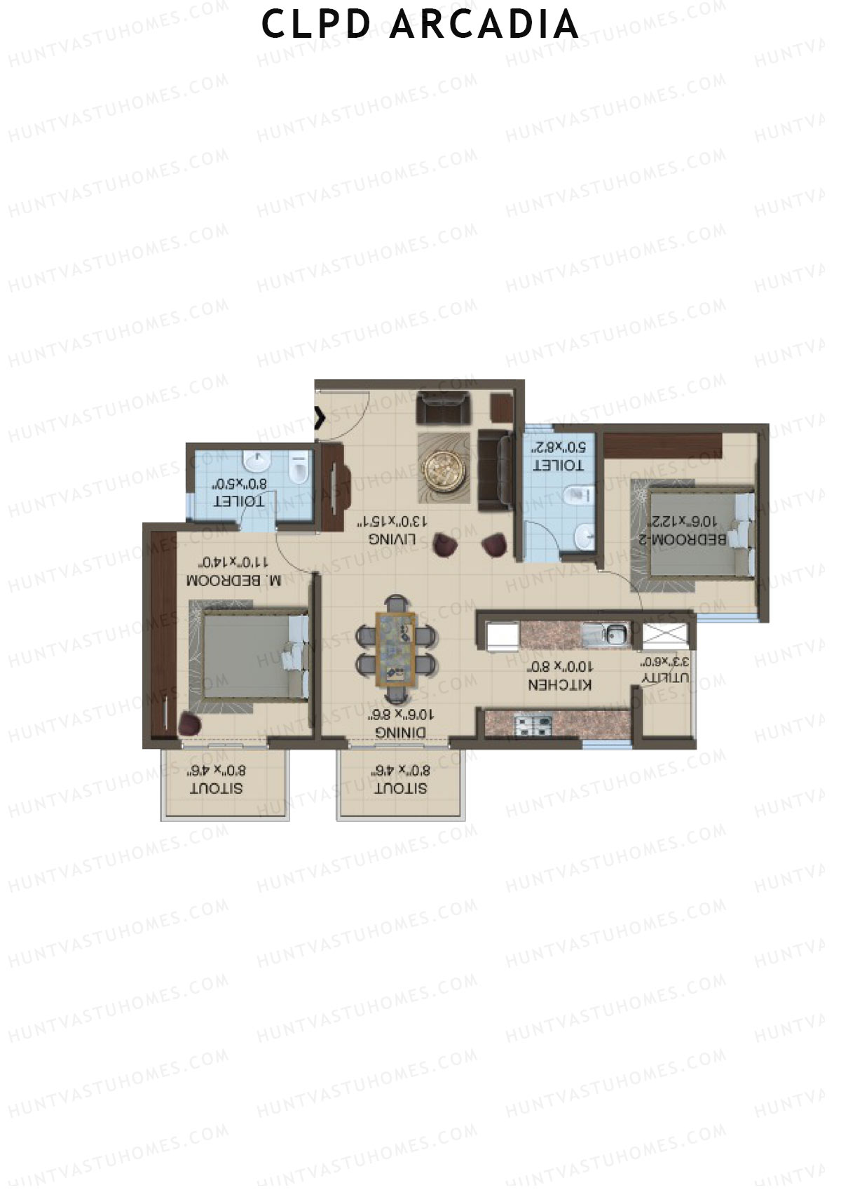 CLPD Arcadia Block 2 Wing B Unit 5 Floor Plan