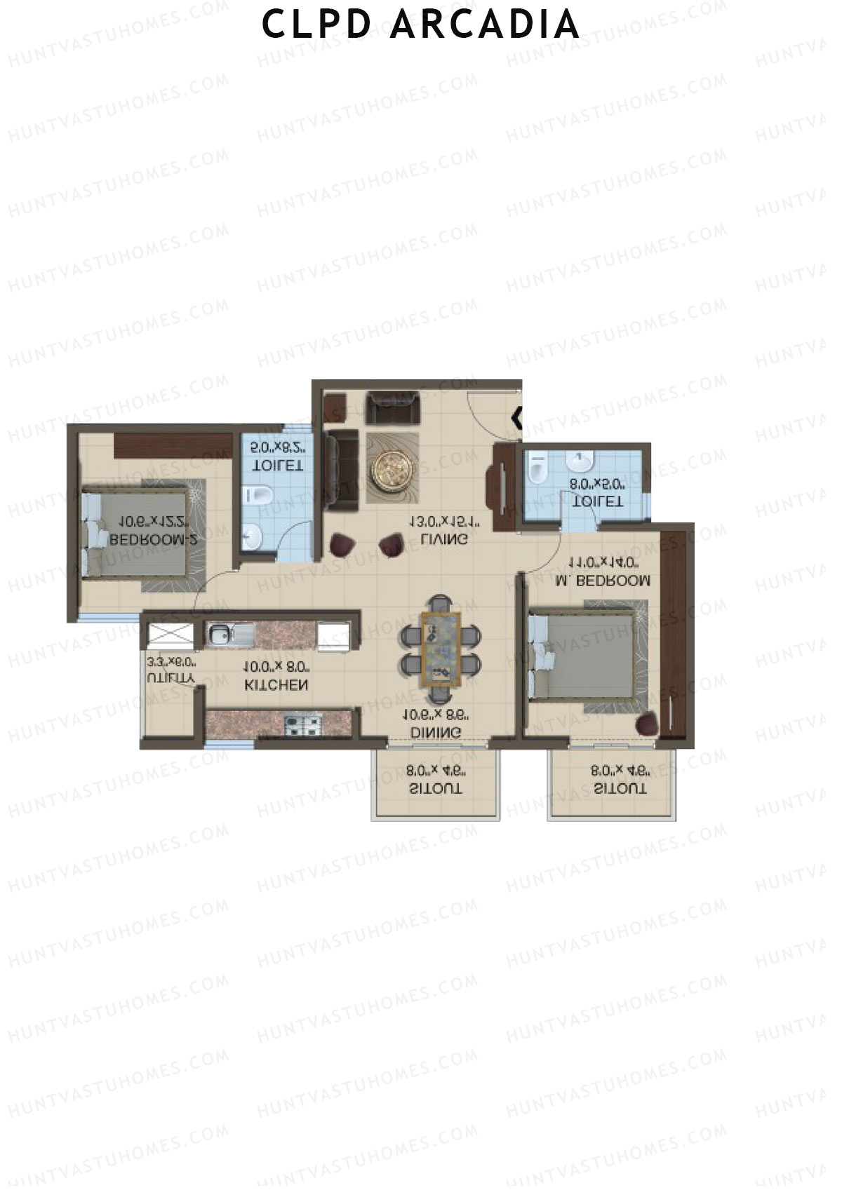 CLPD Arcadia Block 2 Wing B Unit 6 Floor Plan