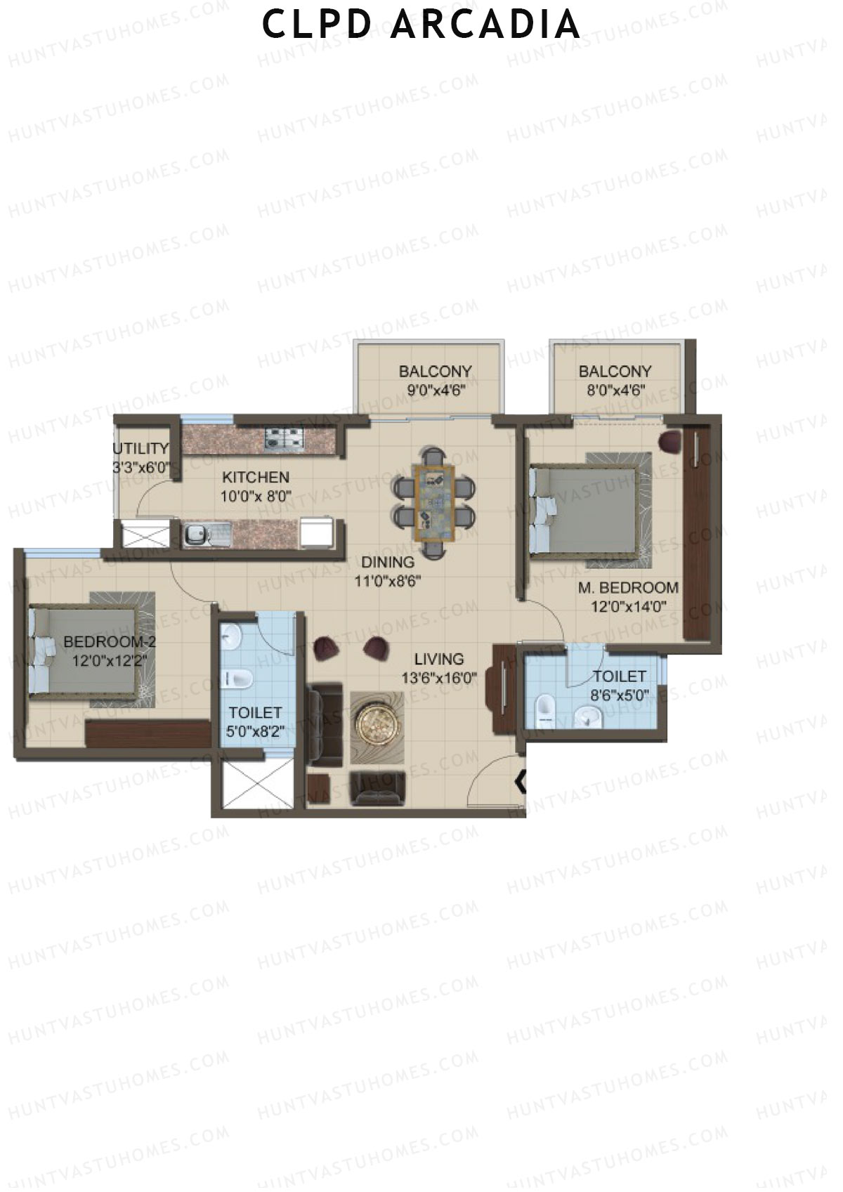 CLPD Arcadia Block 2 Wing C Unit 1 Floor Plan