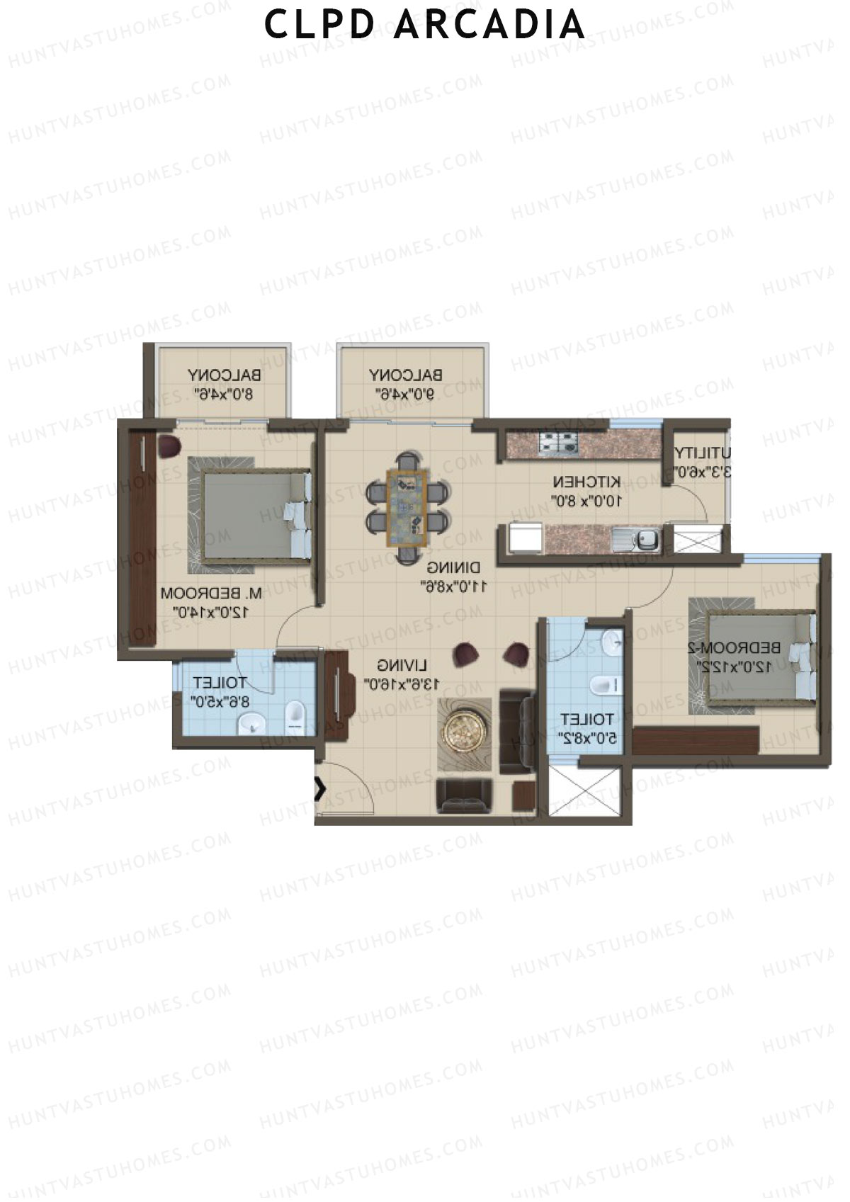 CLPD Arcadia Block 2 Wing C Unit 2 Floor Plan