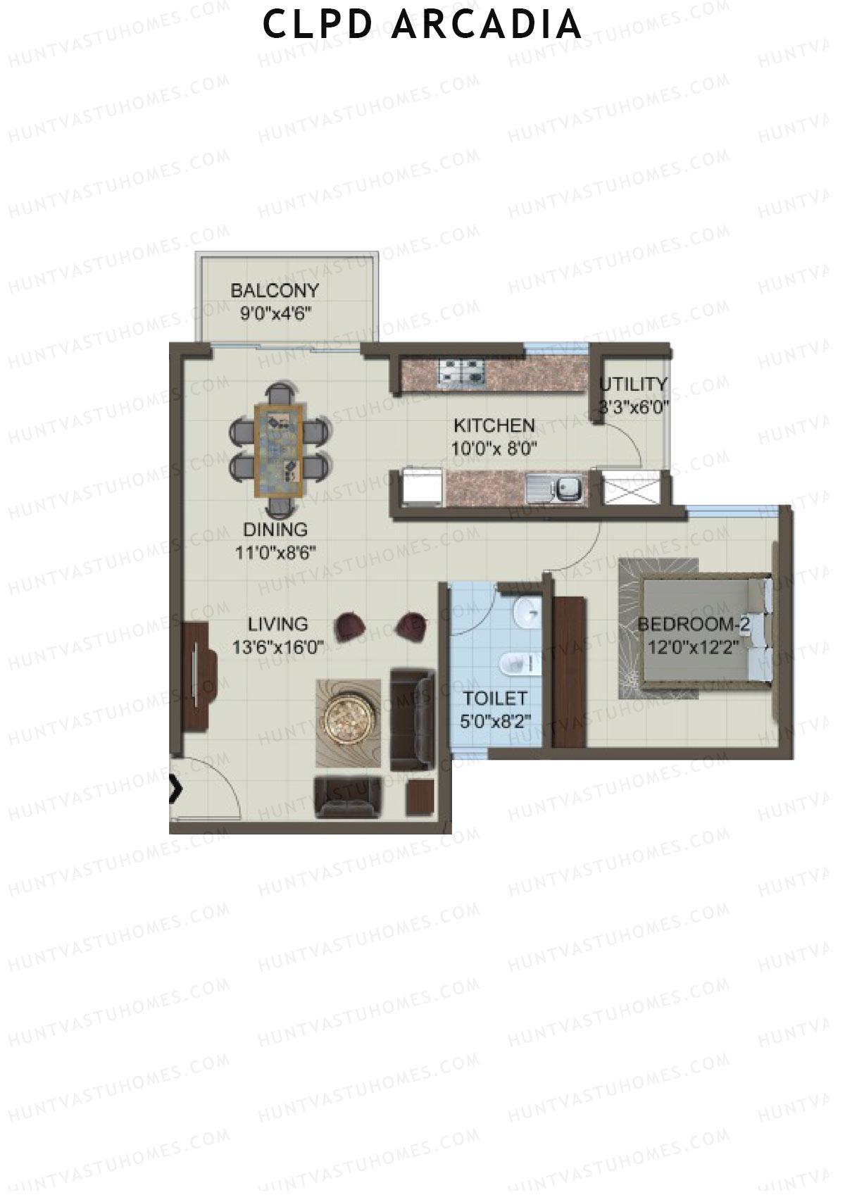 CLPD Arcadia Block 2 Wing C Unit 2 Floor Plan