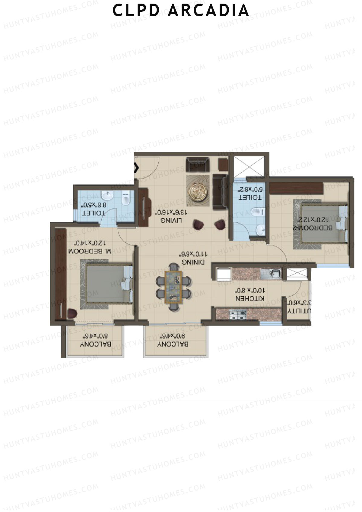 CLPD Arcadia Block 2 Wing C Unit 3 Floor Plan