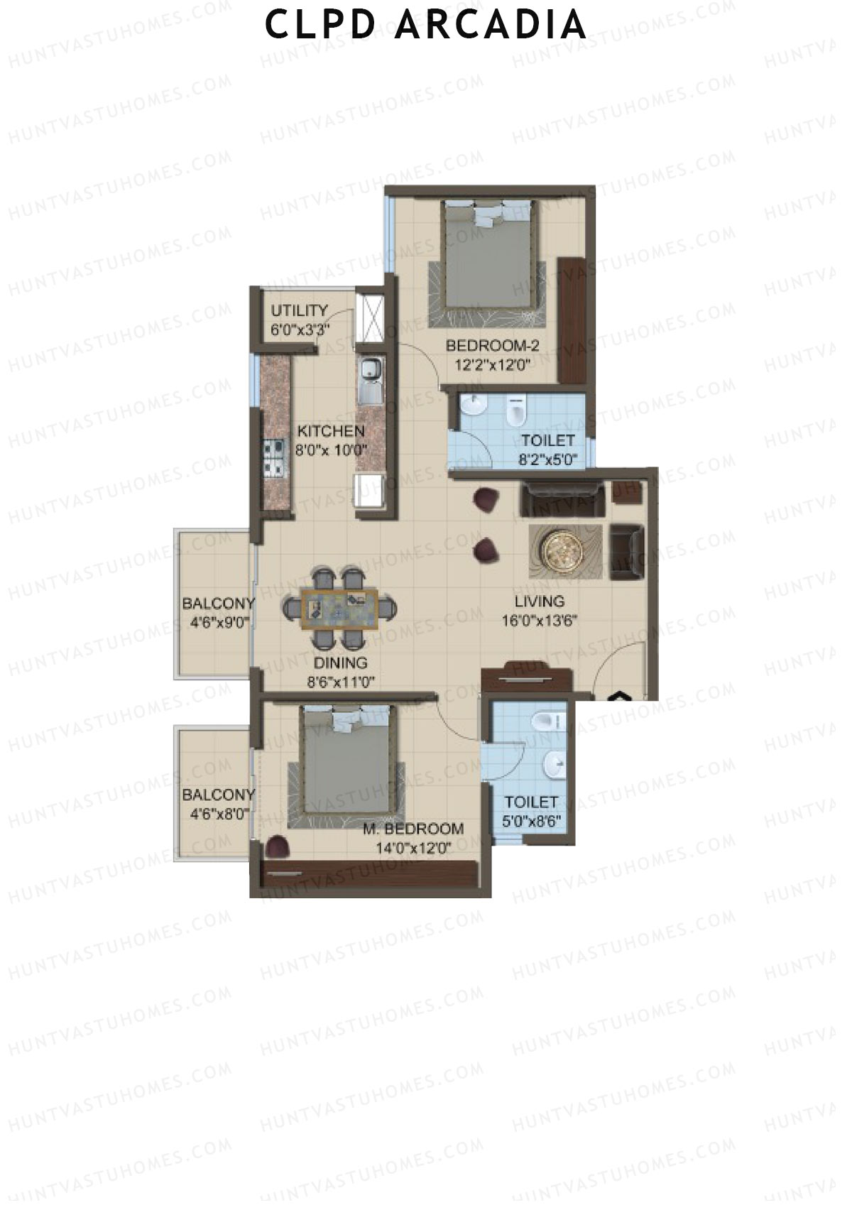 CLPD Arcadia Block 2 Wing F Unit 1 Floor Plan