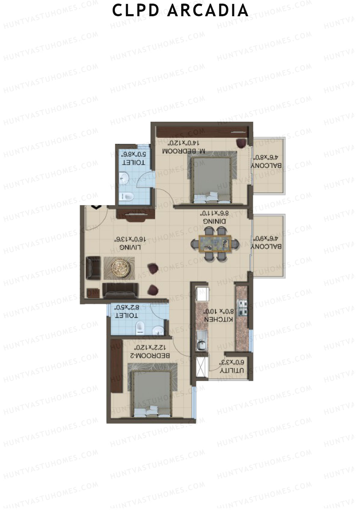 CLPD Arcadia Block 2 Wing F Unit 3 Floor Plan