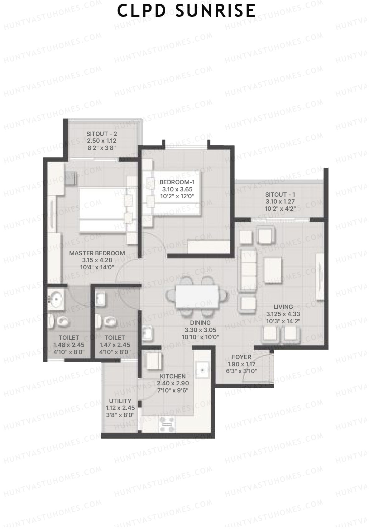 CLPD Sunrise Wing B Unit 1 Floor Plan