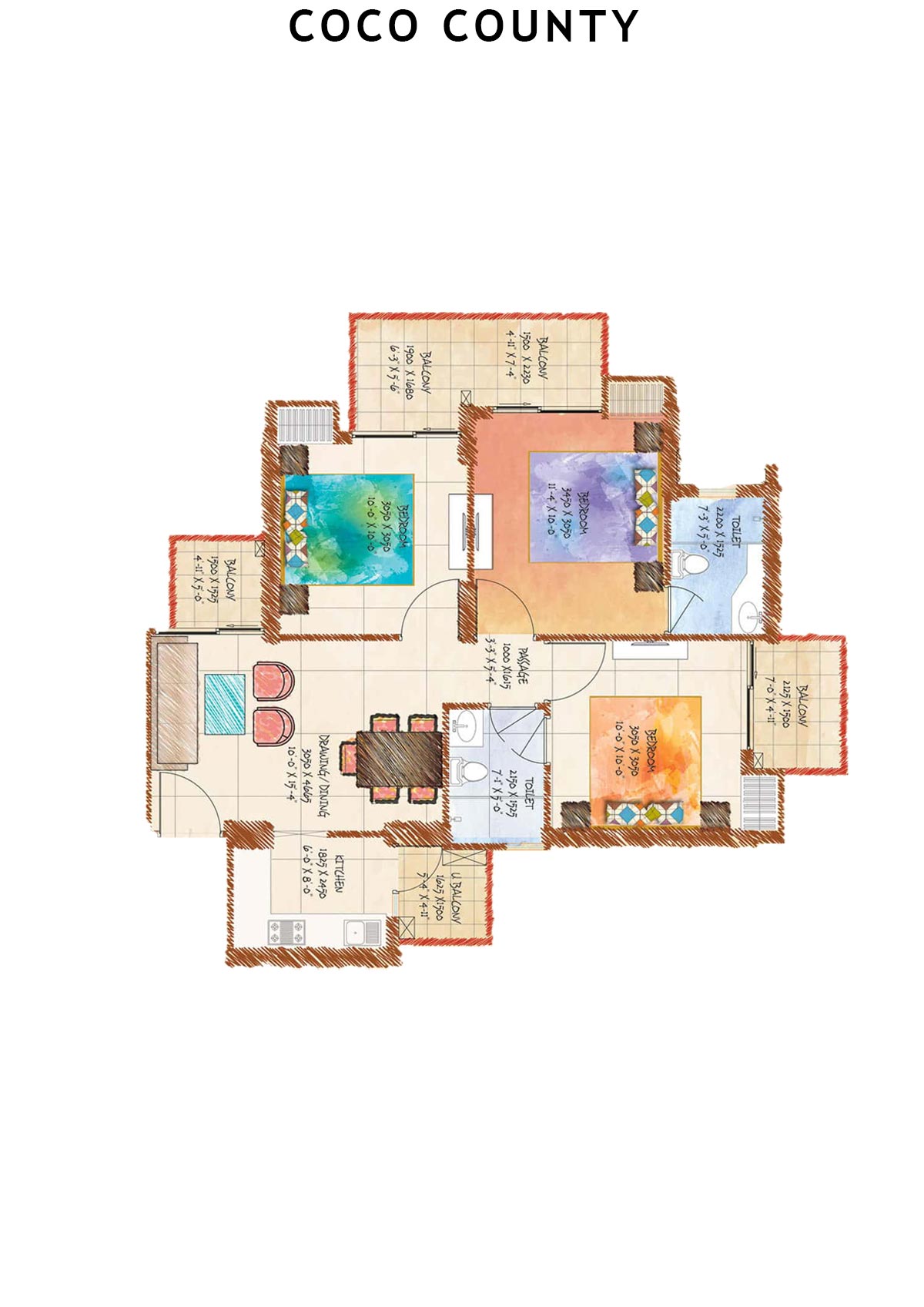 Coco County Tower A Unit 1 (Type 2) Floor Plan