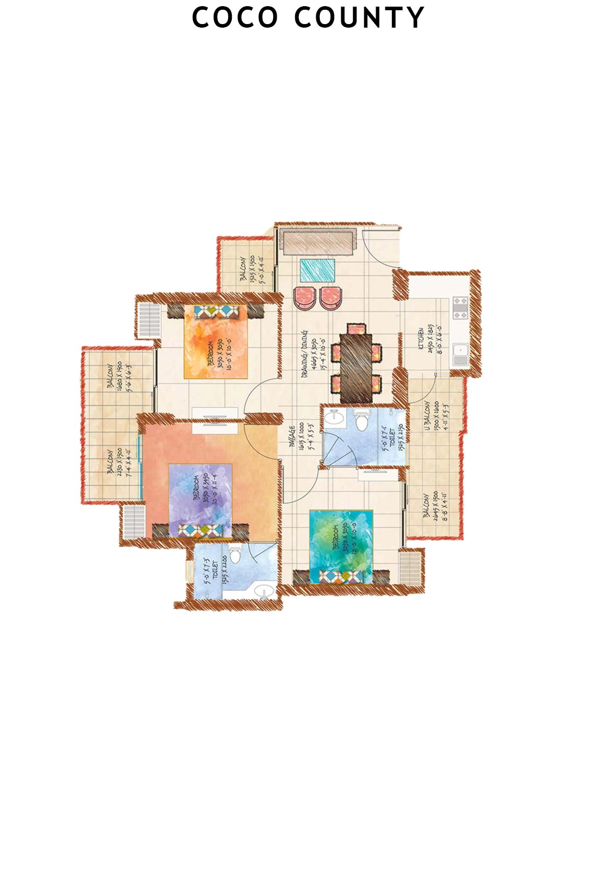 Coco County Tower A Unit 8 (Type 1) Floor Plan