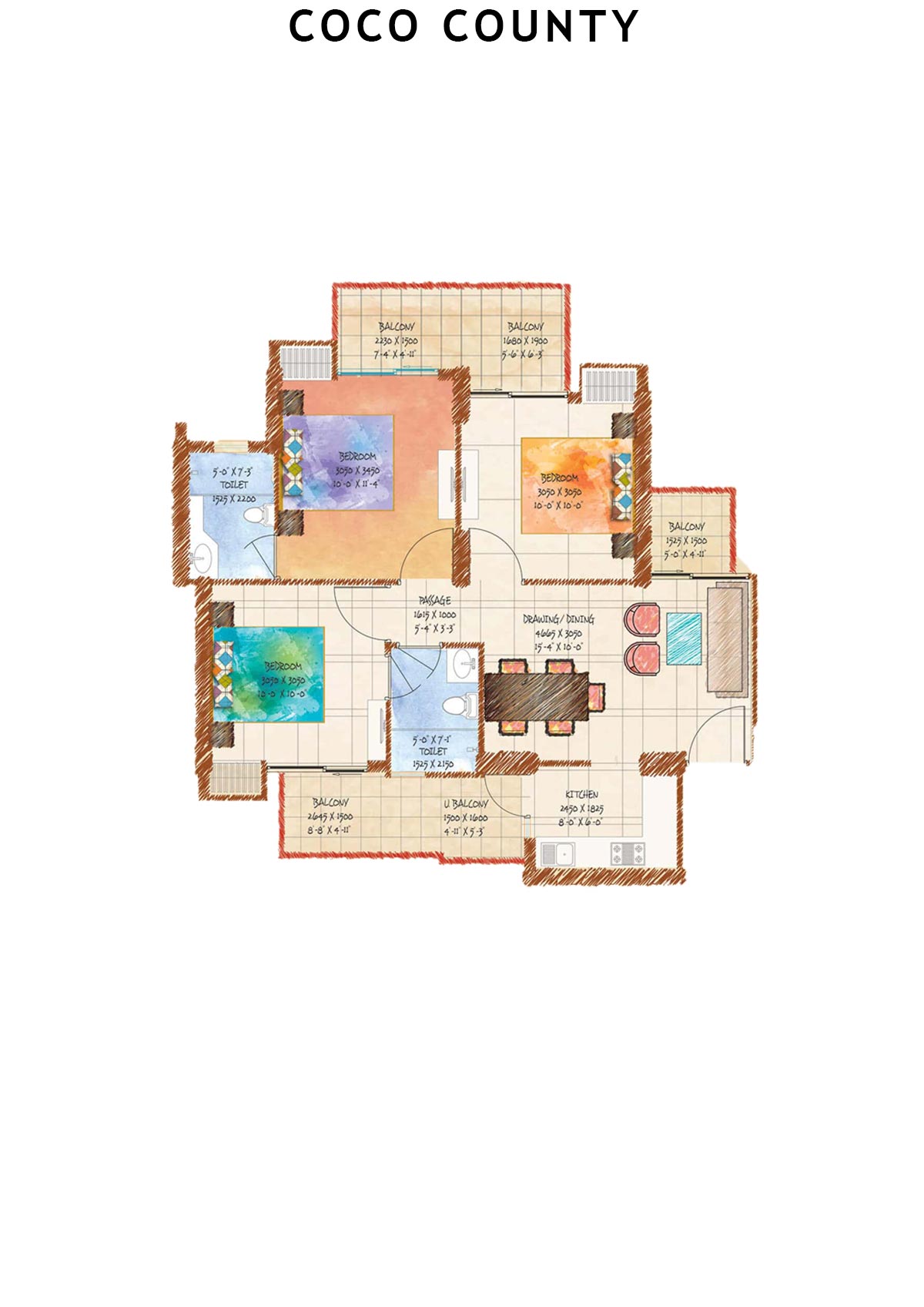 Coco County Tower B Unit 2 (Type 1) Floor Plan